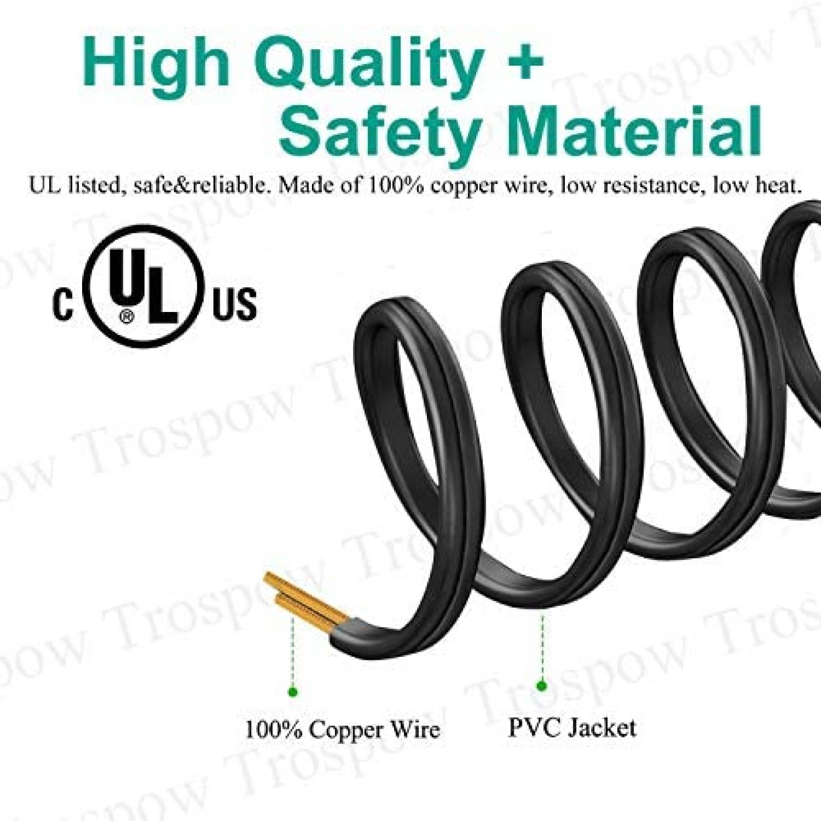 Cable Trospow 8.2ft para Impresora HP OfficeJet Pro -Negro