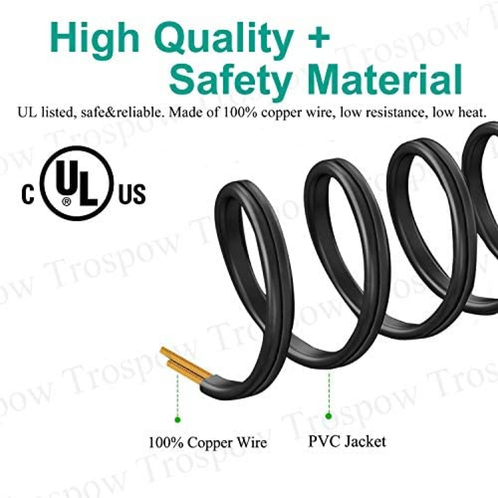 Cable de poder para television Vizio Trospow 8.2ft -Negro