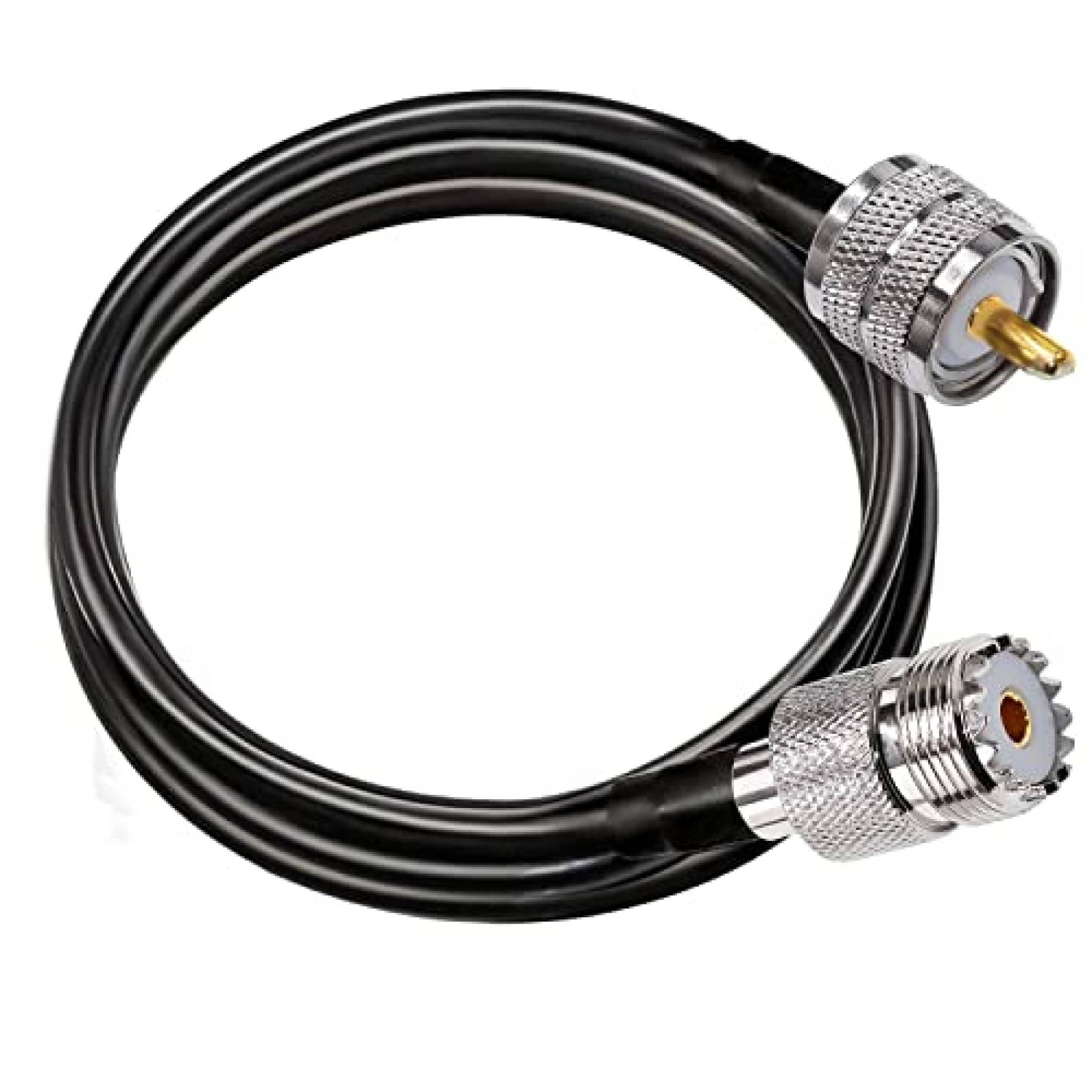 Cable UHF TUOLNK PL259 RG58 de 6.6ft macho a hembra -Negro