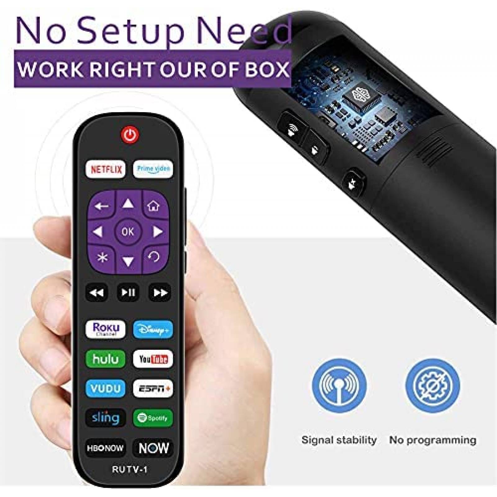 Control Remoto Alizen para Roku TV de 12 Atajos -Negro