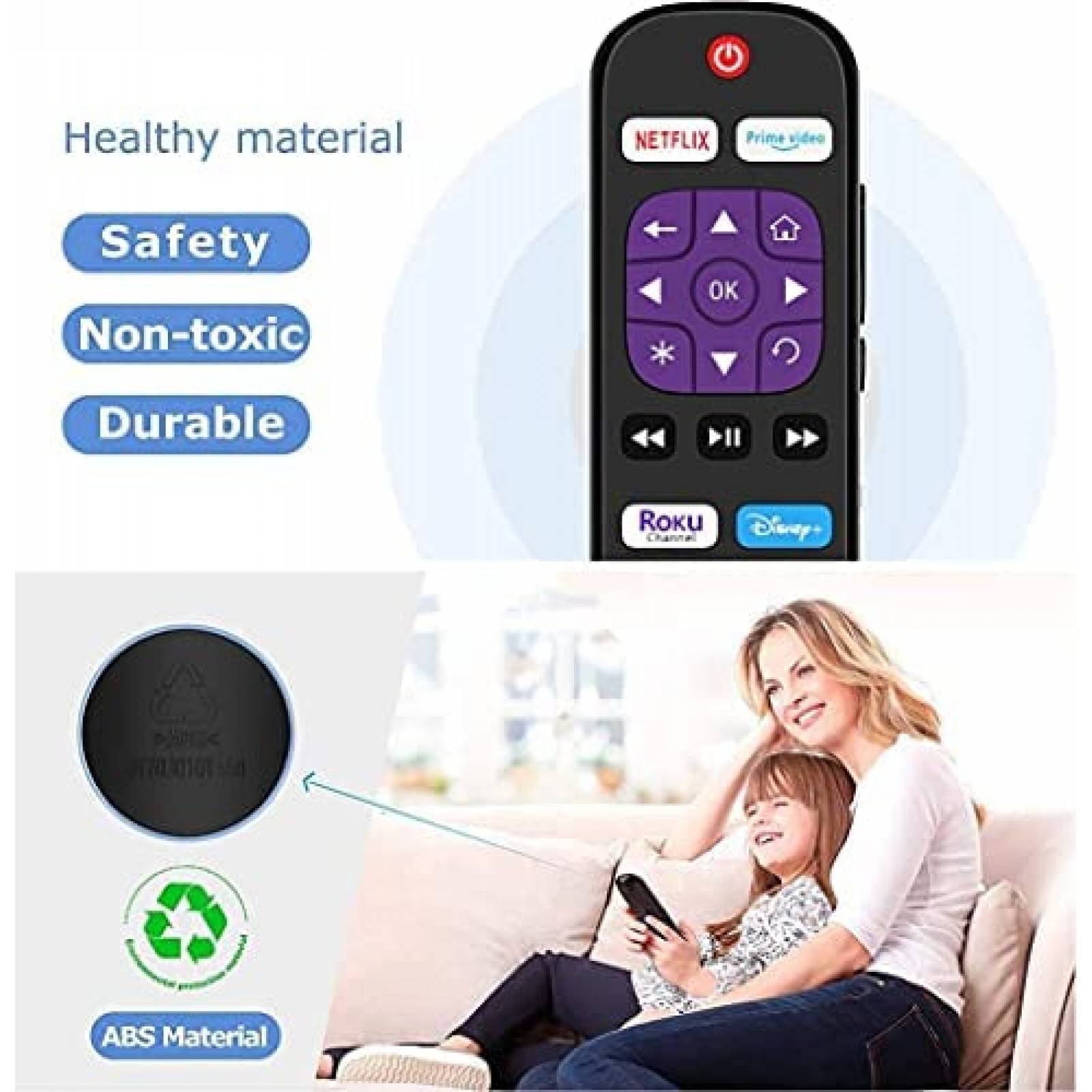 Control Remoto Alizen para Roku TV de 12 Atajos -Negro