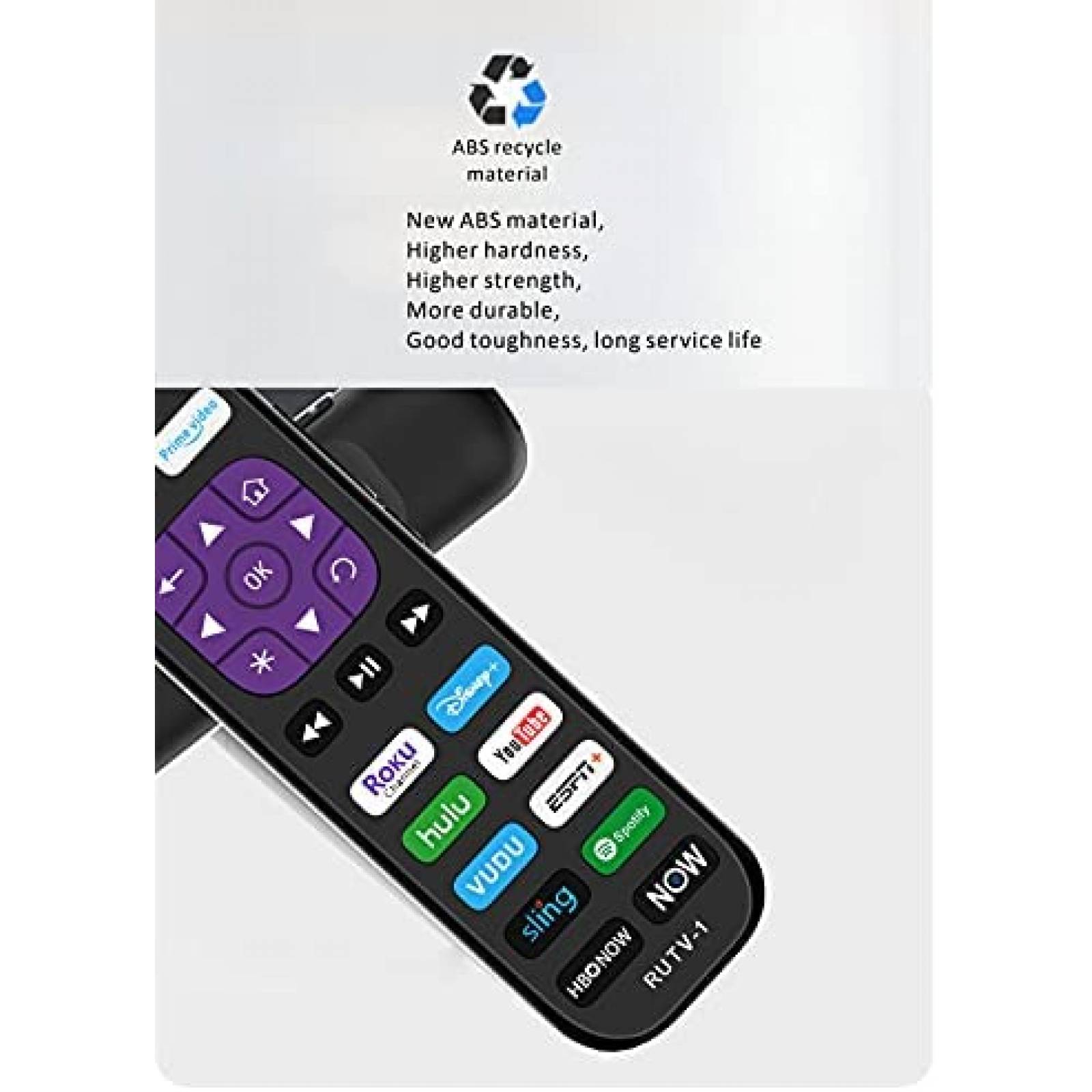 Control Remoto Alizen para Roku TV de 12 Atajos -Negro