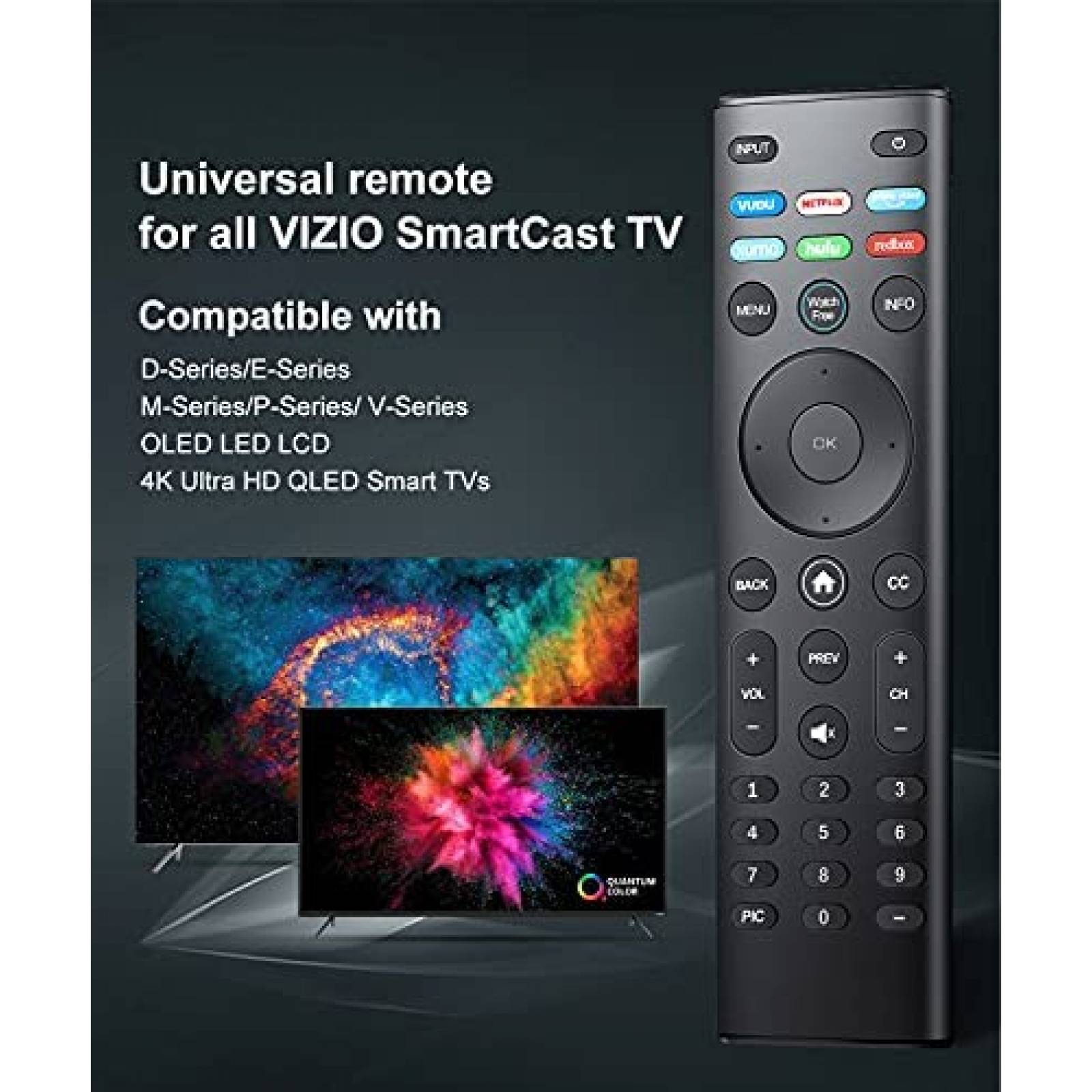 Control Remoto Vtinvan para VIZIO D-Series Smart TV -Negro