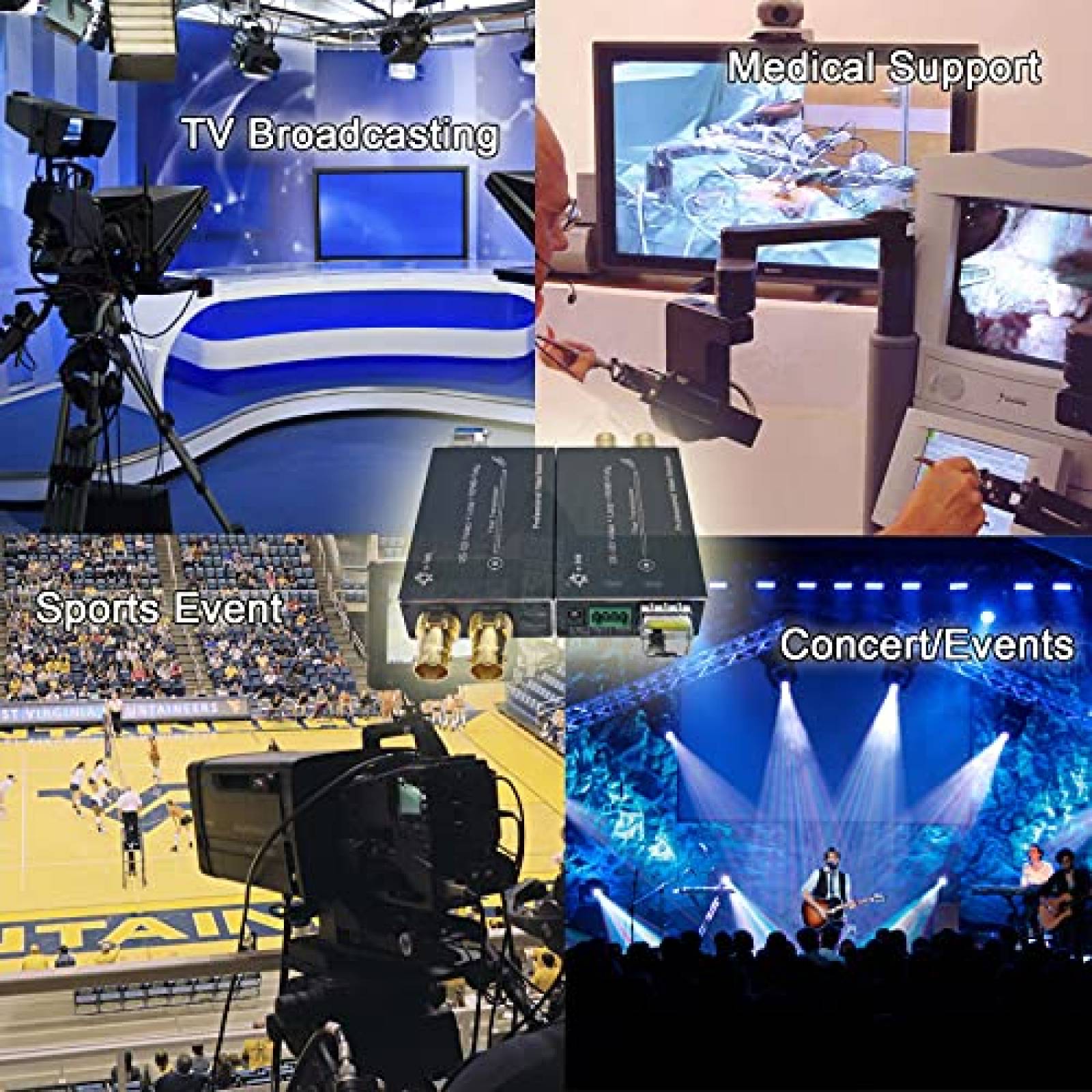 Mini conversor de fibra SDI E-link 12G 60Hz -Negro