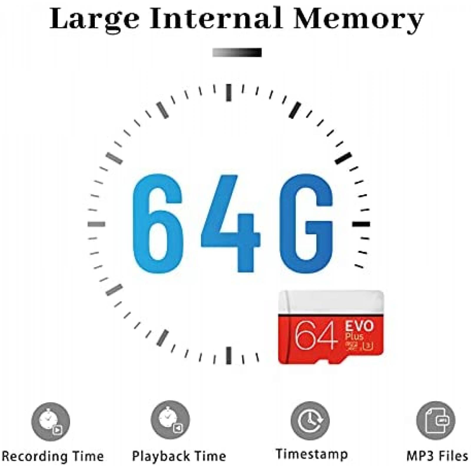 Grabador Voz seanme 64GB Reduccion Ruido Metal Llavero -Gris