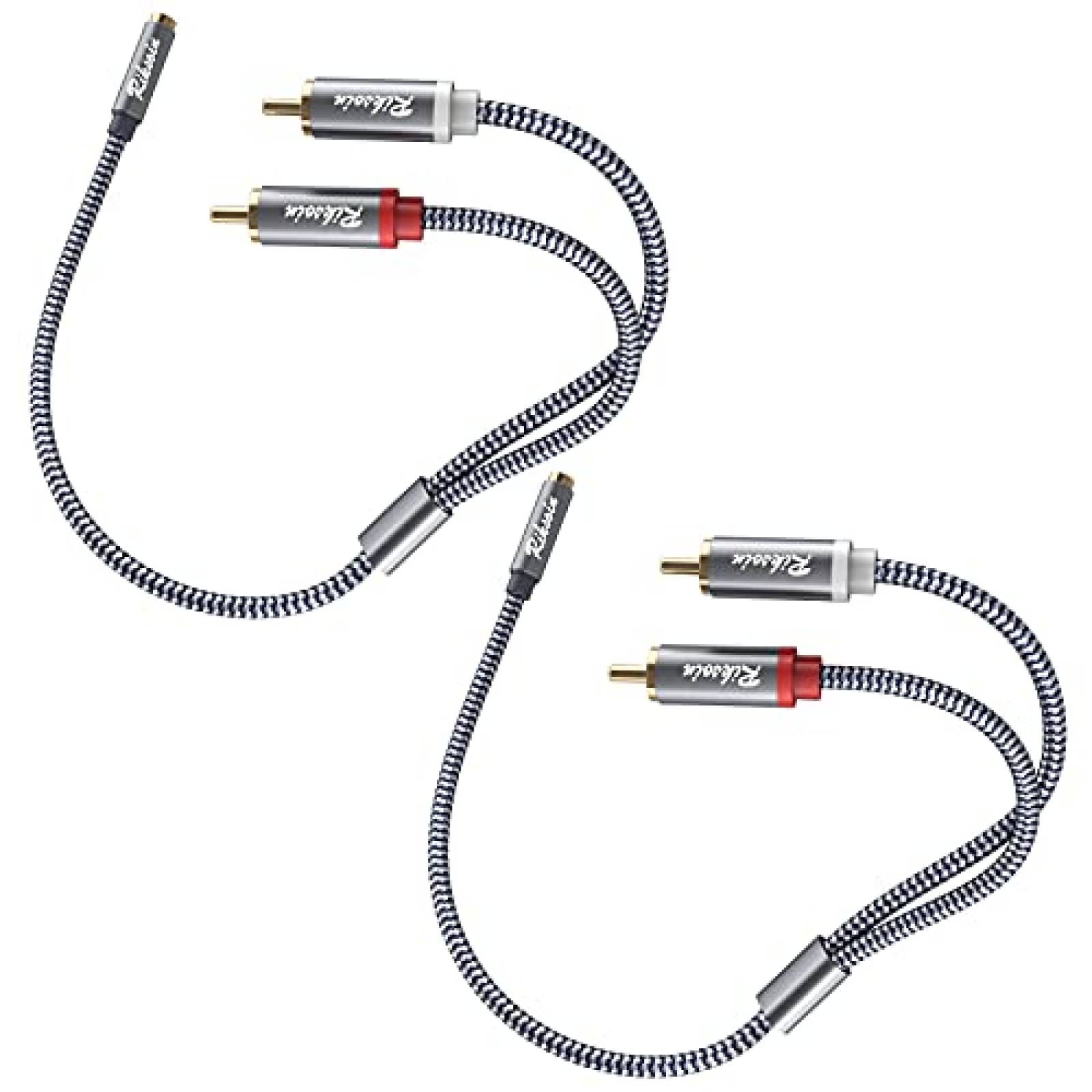 Cable 2 RCA macho a audio hembra RIKSOIN 3.5mm -Gris