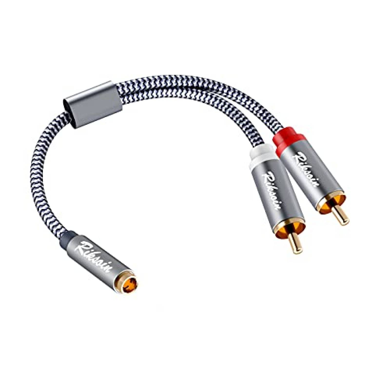 Cable 2 RCA macho a audio hembra RIKSOIN 3.5mm -Gris