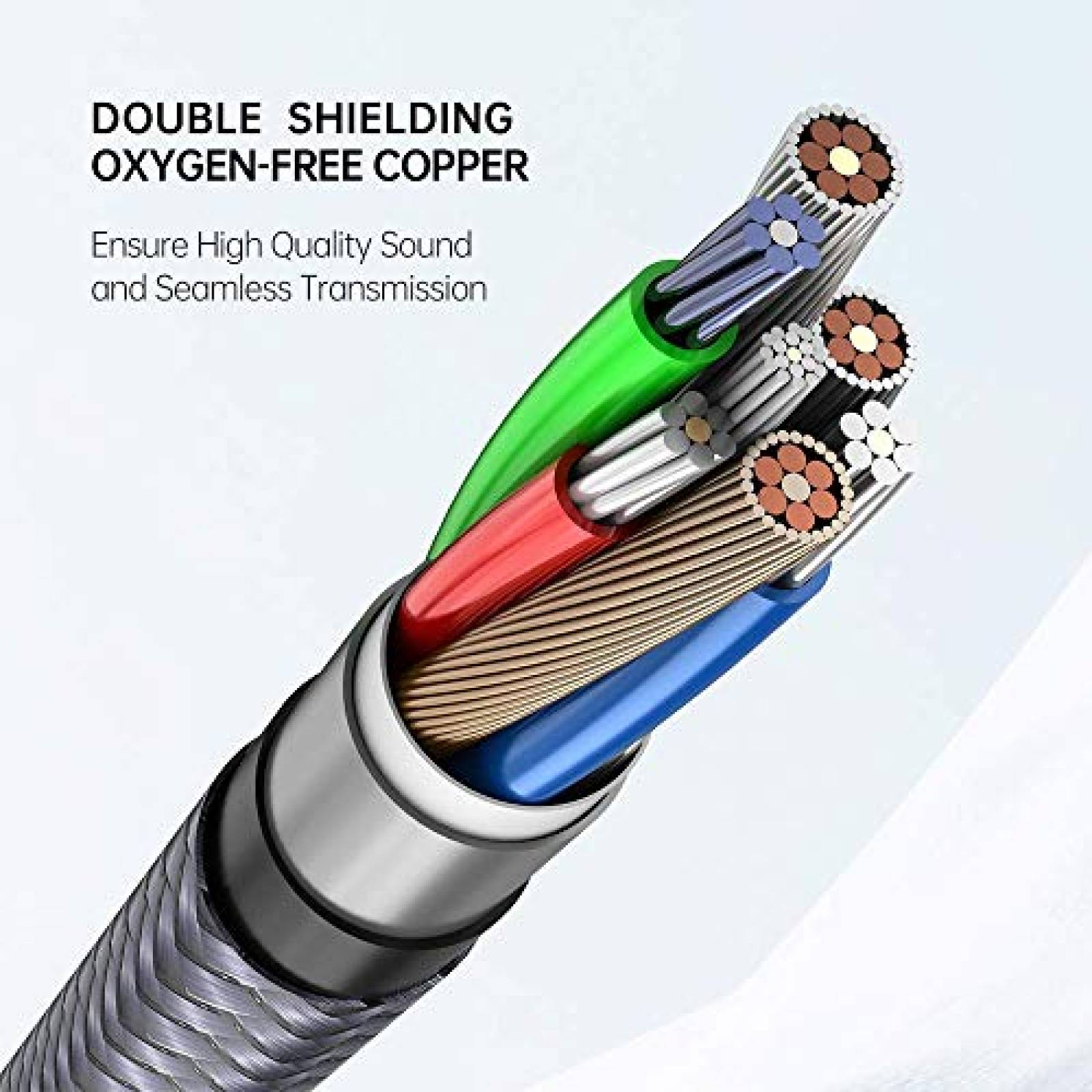 Cable 2 RCA macho a audio hembra RIKSOIN 3.5mm -Gris