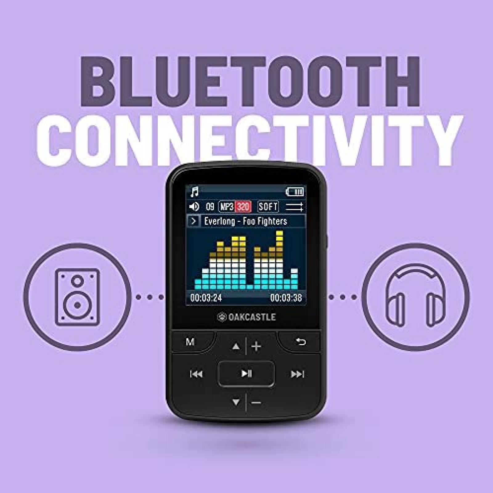 Reproductor MP3 Oakcastle MP200 de 16GB Bluetooth -Negro
