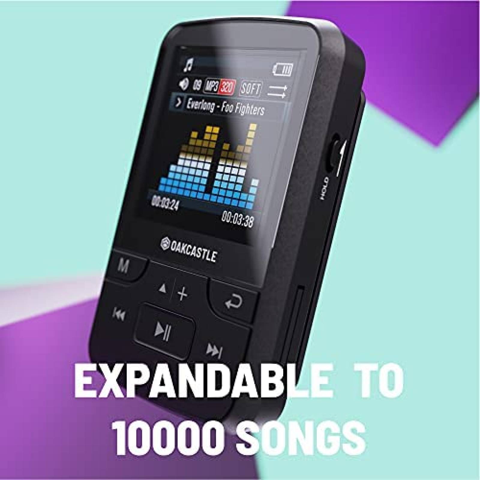 Reproductor MP3 Oakcastle MP200 de 16GB Bluetooth -Negro