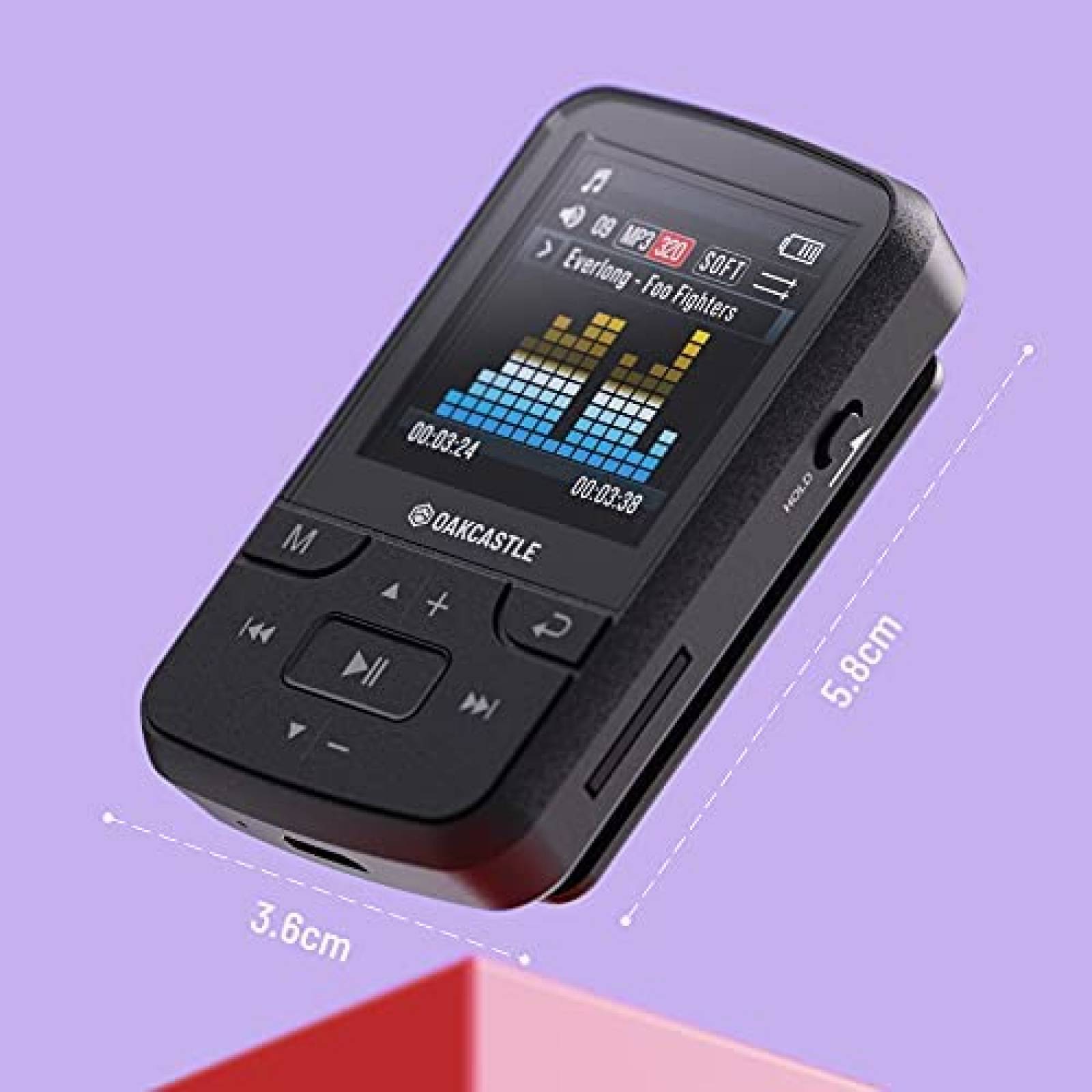 Reproductor MP3 Oakcastle MP200 de 16GB Bluetooth -Negro