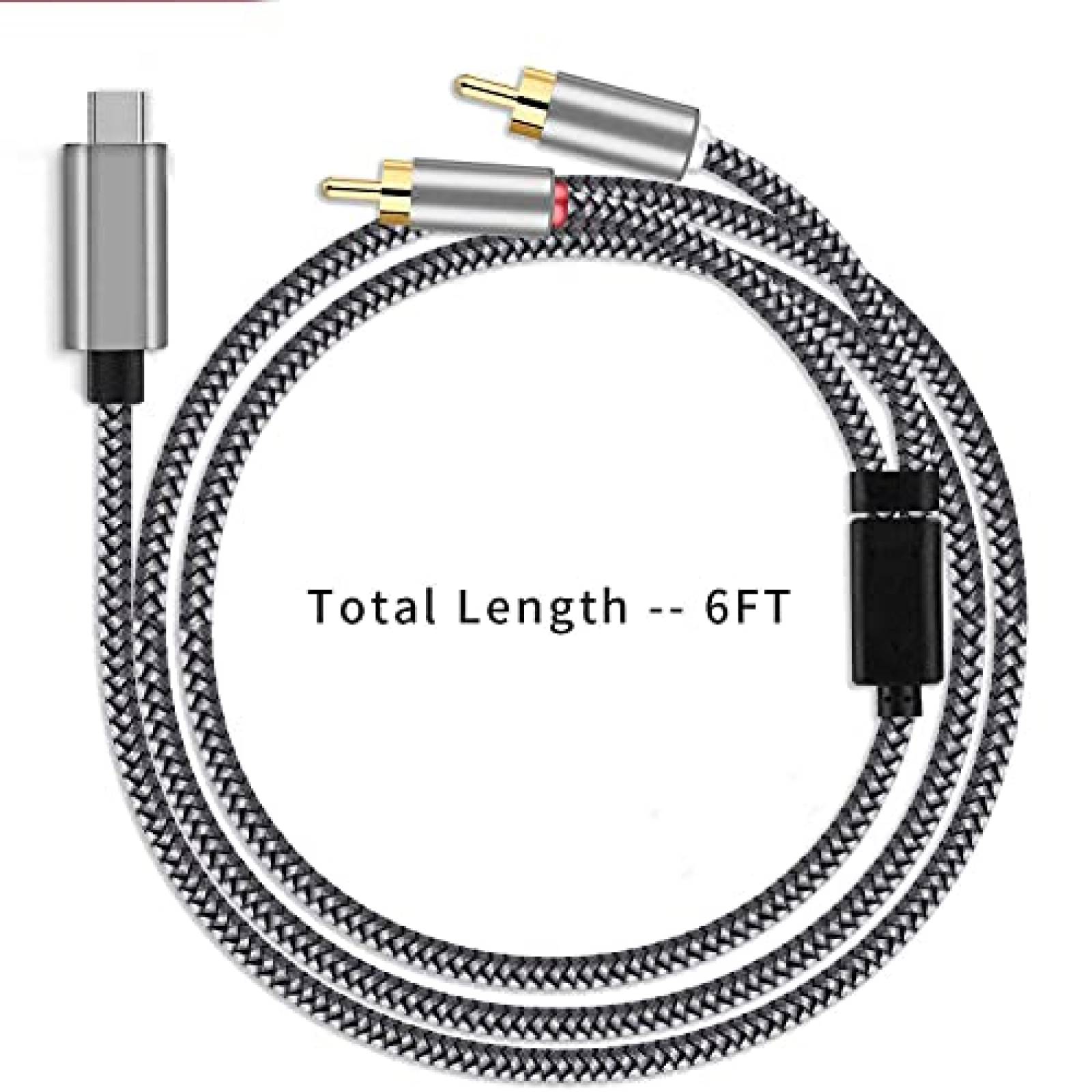 Cable Audio Adusc AB15 RCA 6.6pies Auxiliar Divisor -Gris