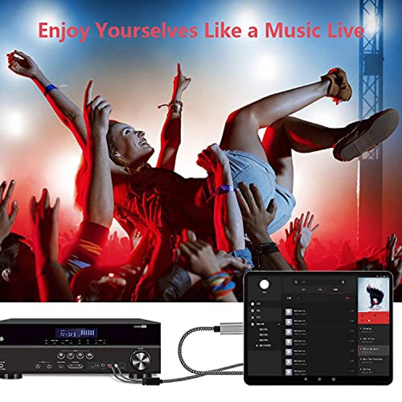 Cable Audio Adusc AB15 RCA 6.6pies Auxiliar Divisor -Gris