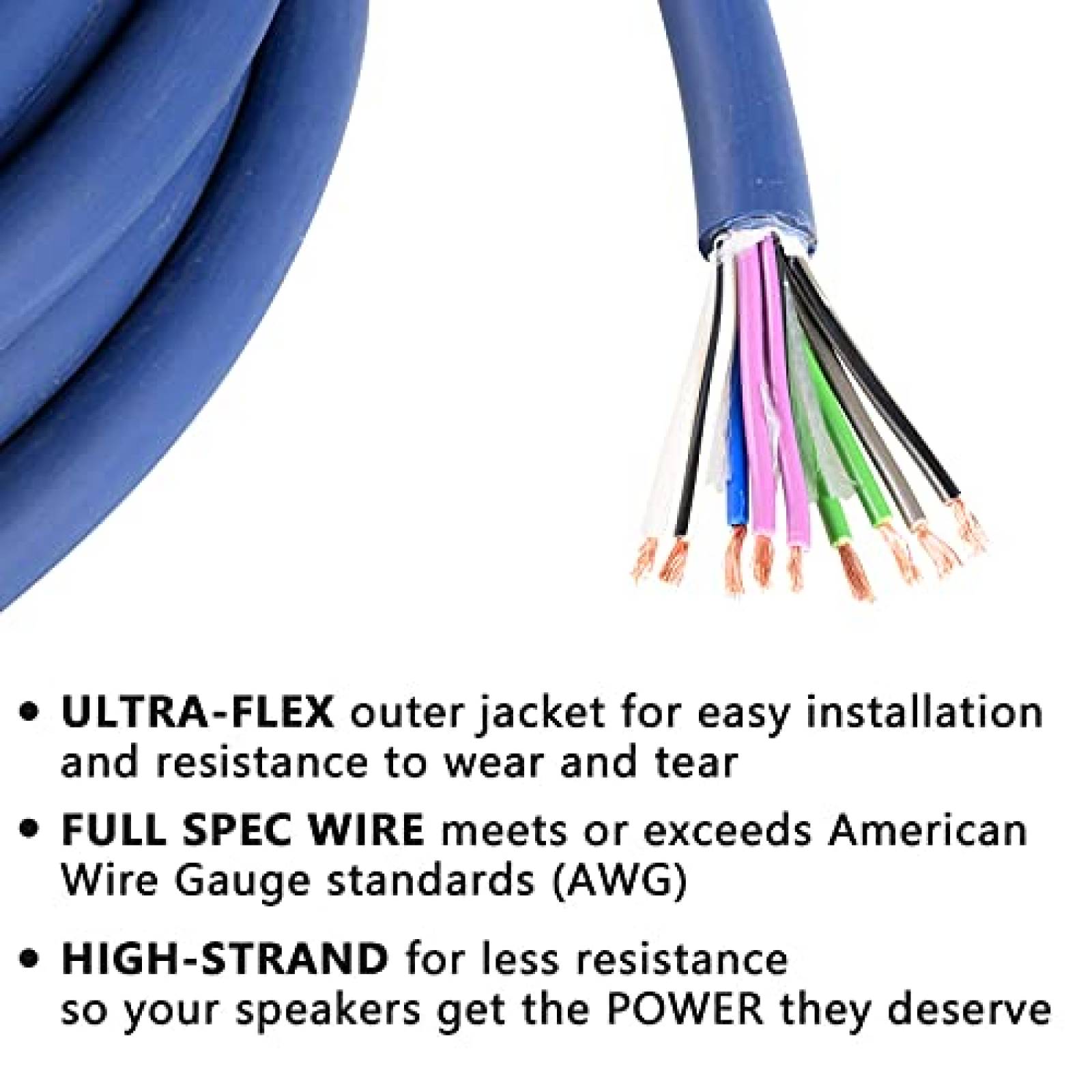 Cable de altavoz TOPSTRONGGEAR 9 conductores 18AWG 4 canales