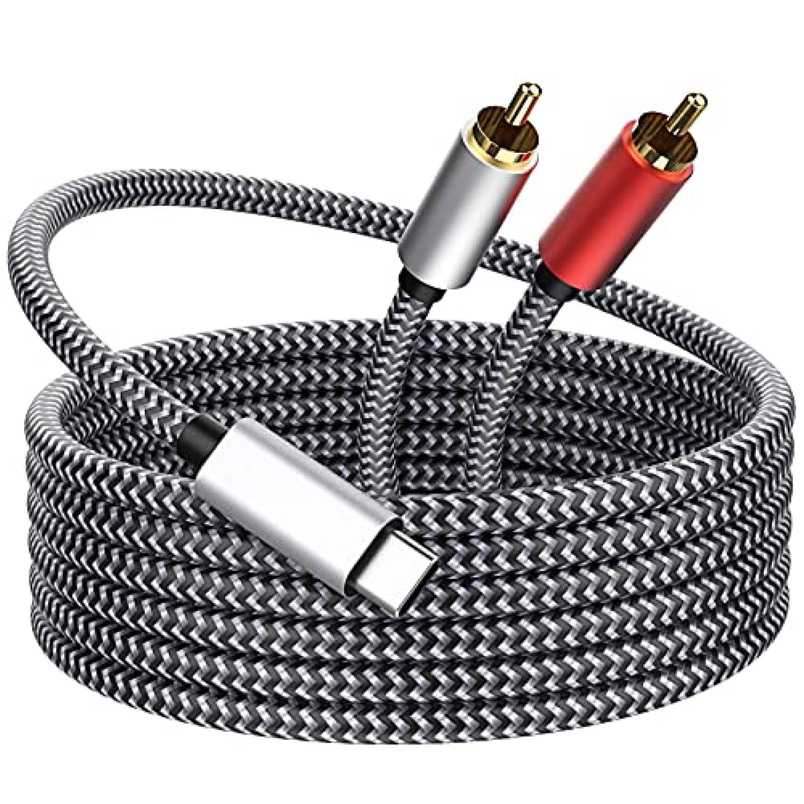 Cable de Audio Jcally USB C a RCA Dual de 20 Pies -Gris