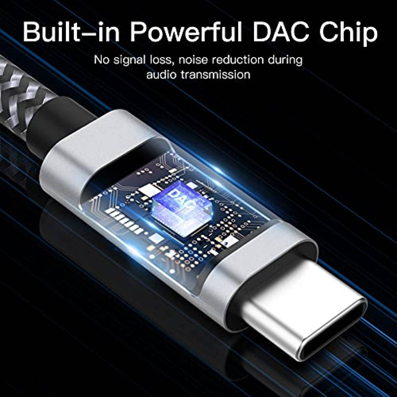 Cable de Audio Jcally USB C a RCA Dual de 20 Pies -Gris