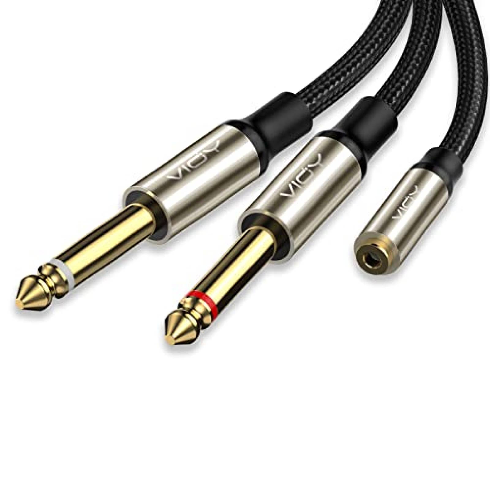 Cable de Audio VIOY 3.5mm a 6.3mm Dual de 35cm -Negro