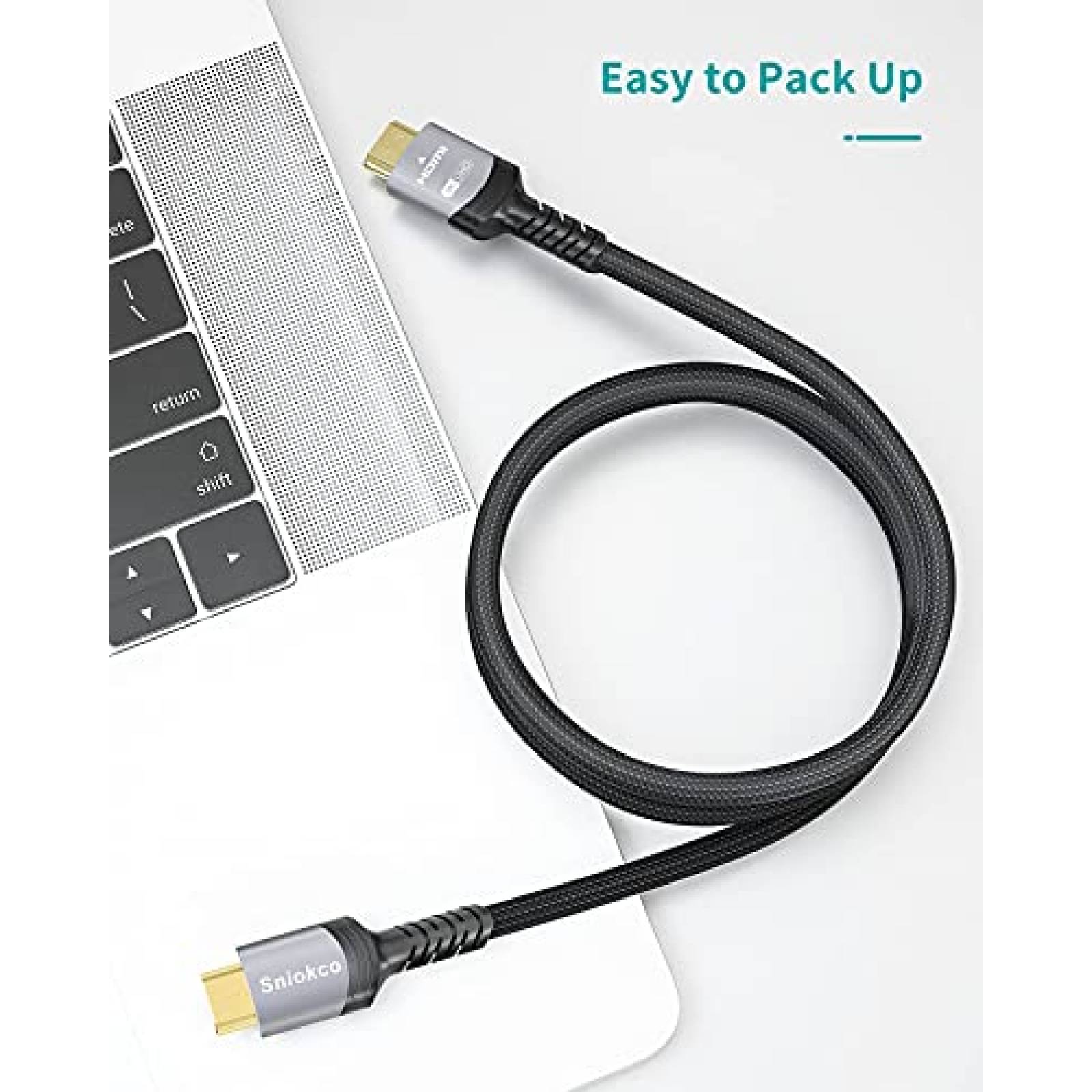 Cable HDMI 2.1 Sniokco de 8K de 10 pies de 48 Gbps -Gris