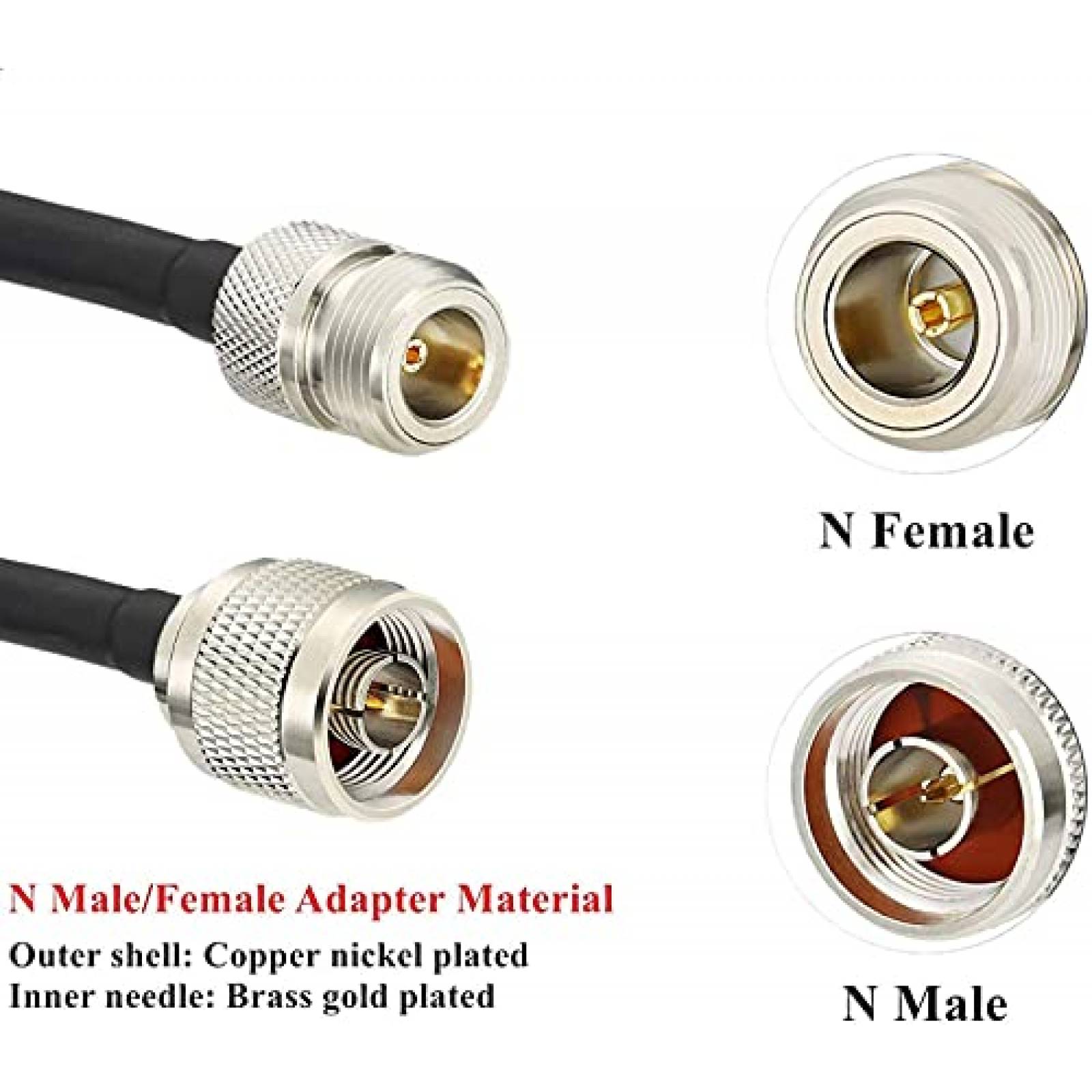 Cable coaxial jumper para wifi XRDS -RF 3ft 50 ohm -Negro