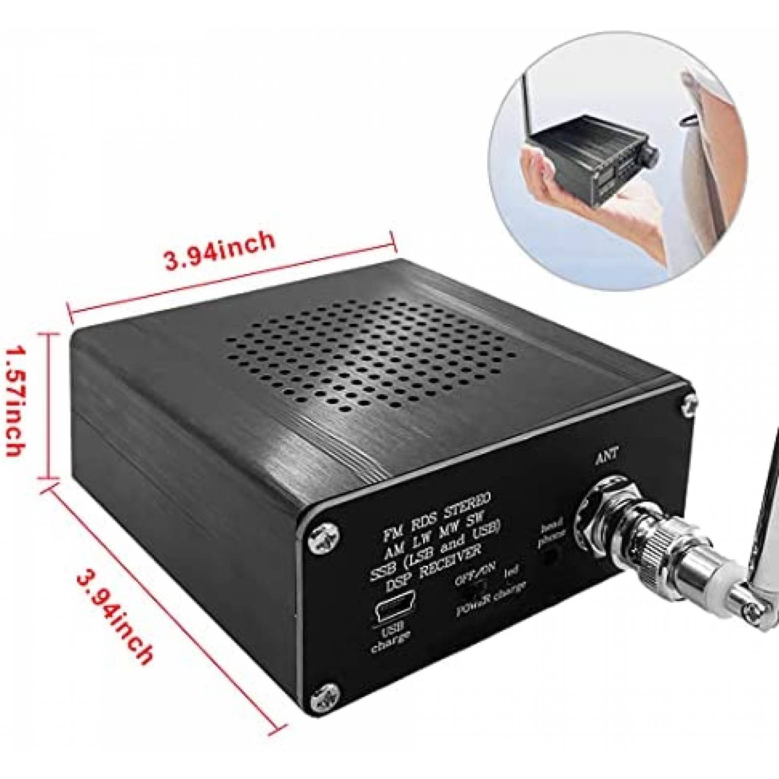 Radio TecMad Si4732 con FM AM 3.6 V 20 metros -Negro