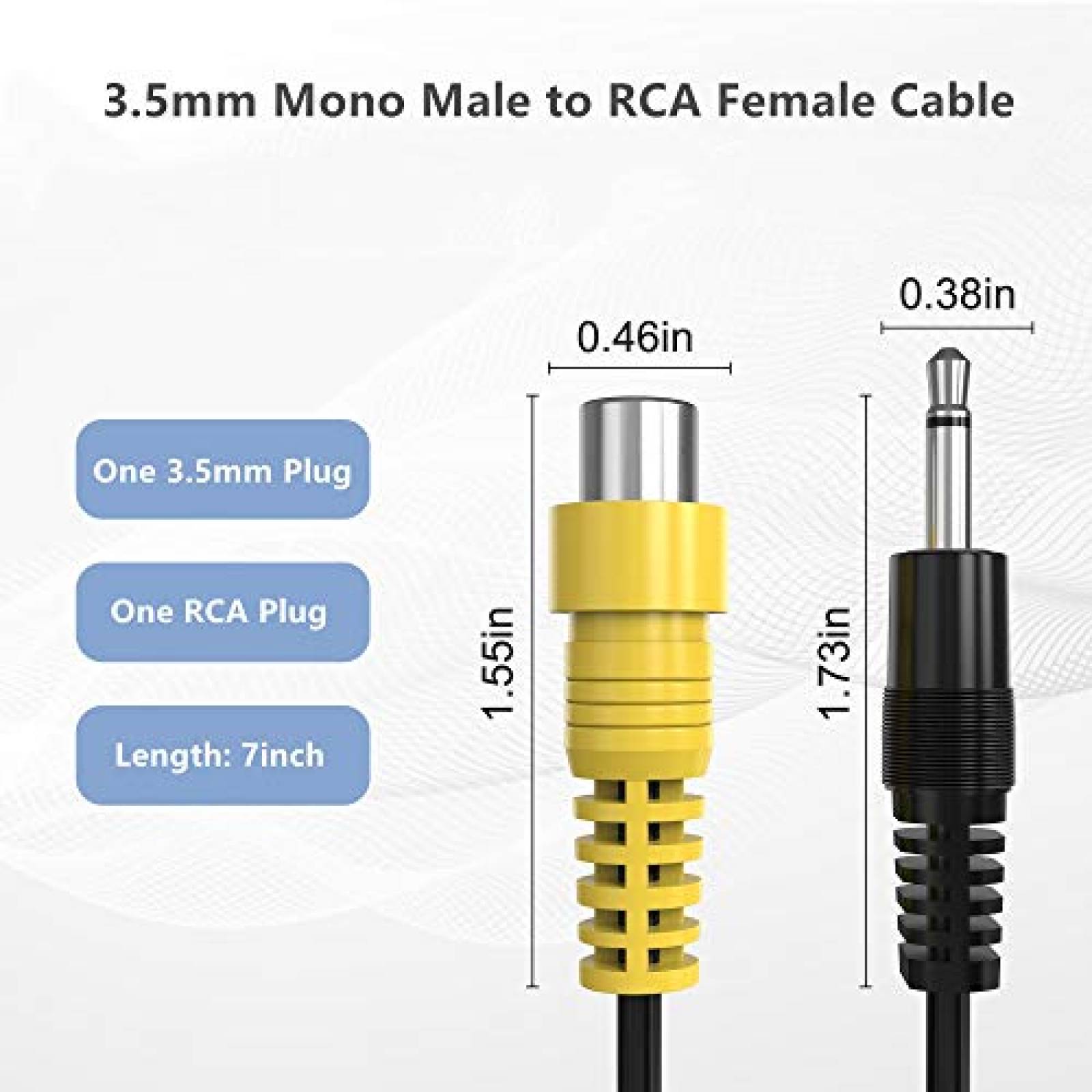 Cable 3.5mm macho a RCA hembra RFAdapter de 7" -Negro