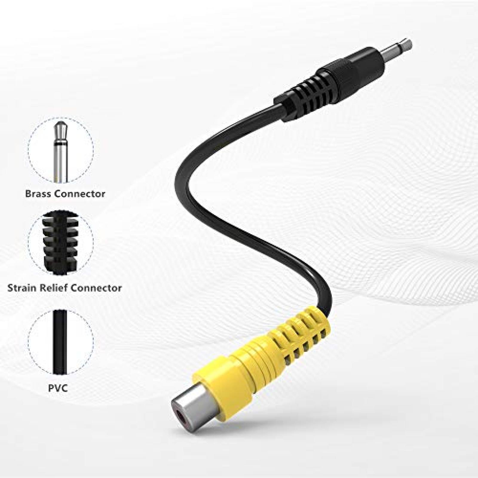 Cable 3.5mm macho a RCA hembra RFAdapter de 7" -Negro