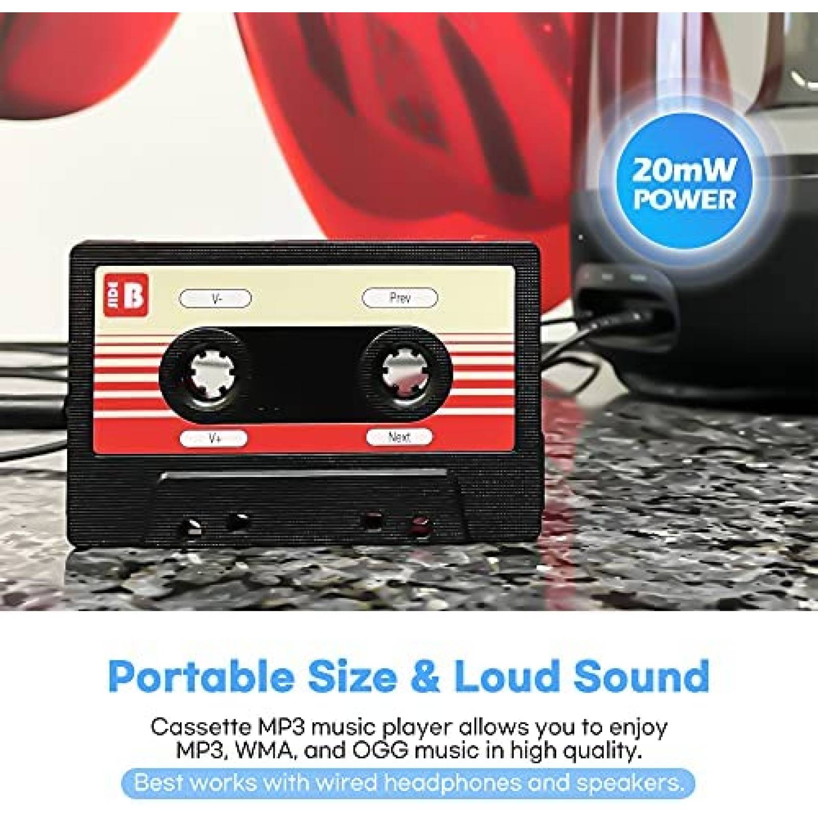 Reproductor 8BEAT Casete Retro MP3 Portatil 8 GB -Negro