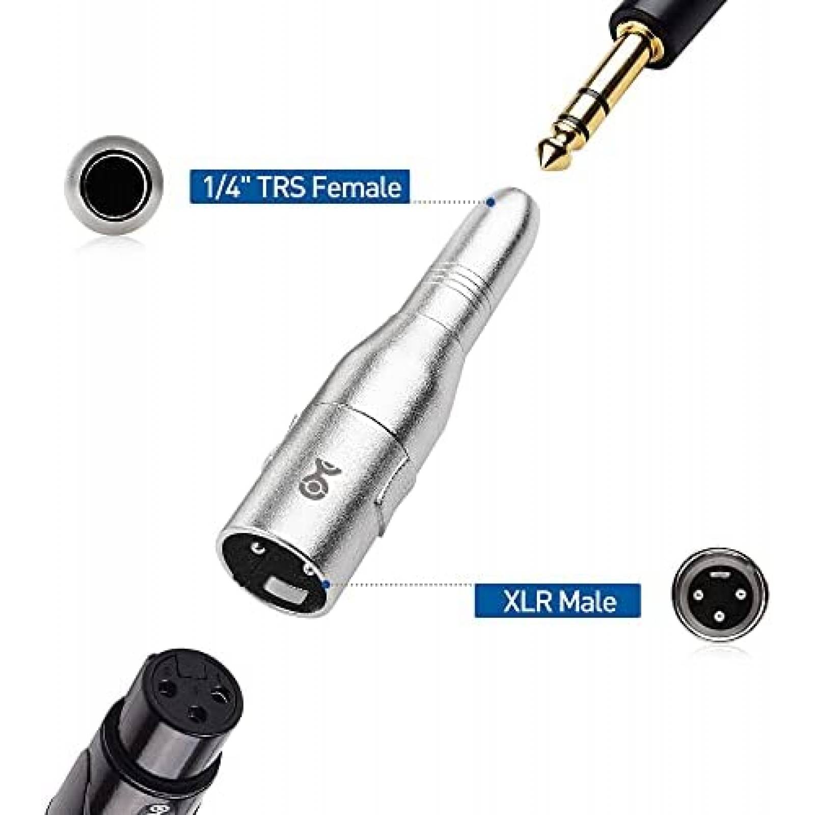 Pack adaptador XLR a 1/4 Cable Matters x2 -Plateado