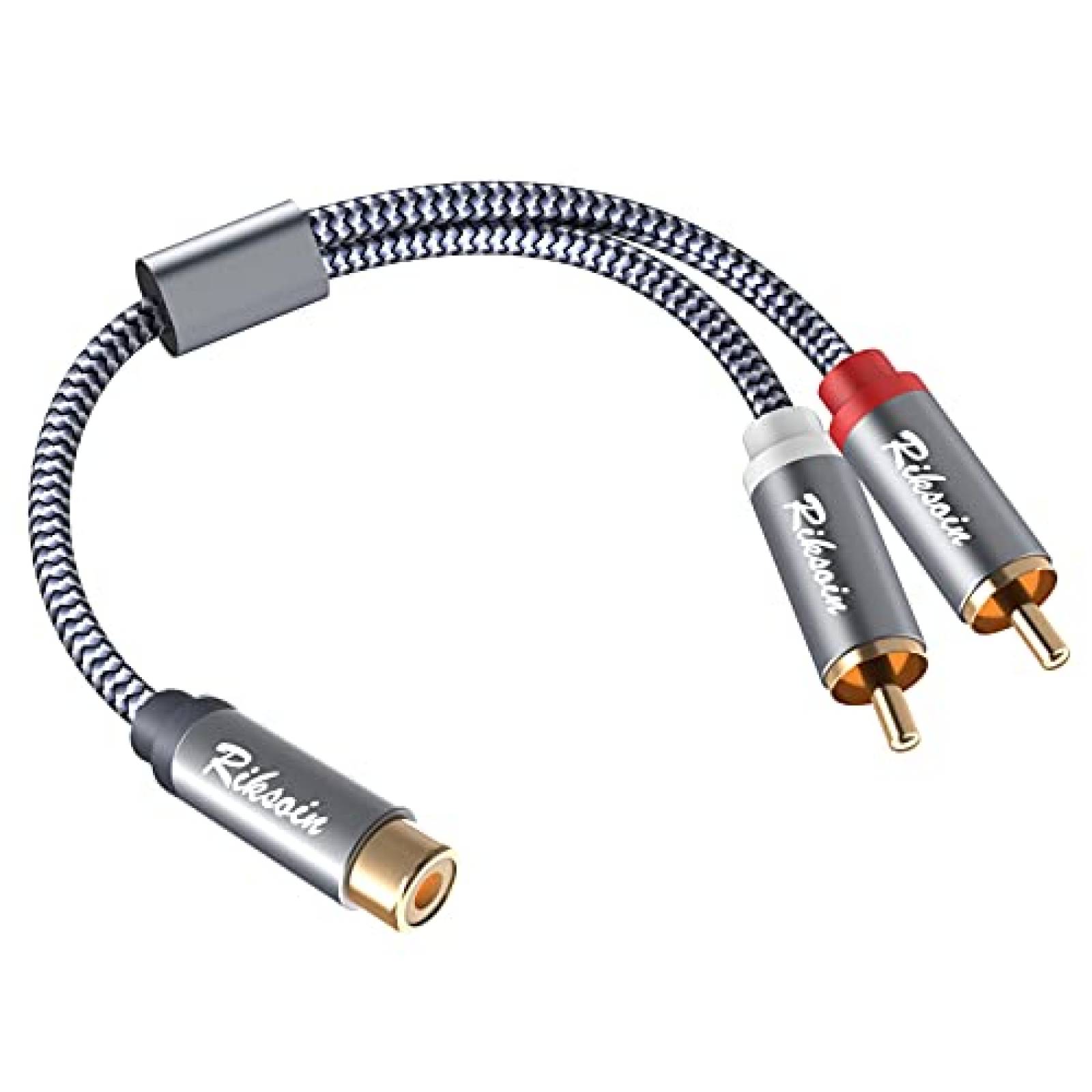 Cable RIKSOIN 2 Pzs RCA hembra a 2RCA macho -Plateado