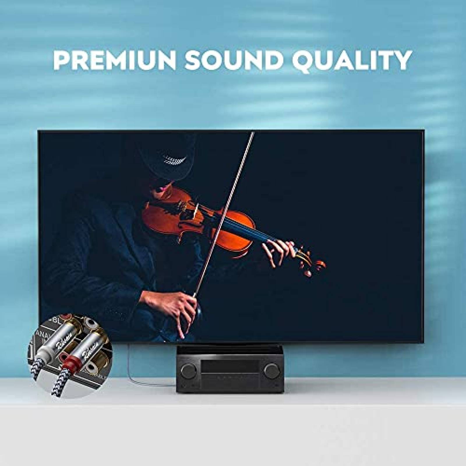 Cable RIKSOIN 2 Pzs RCA hembra a 2RCA macho -Plateado