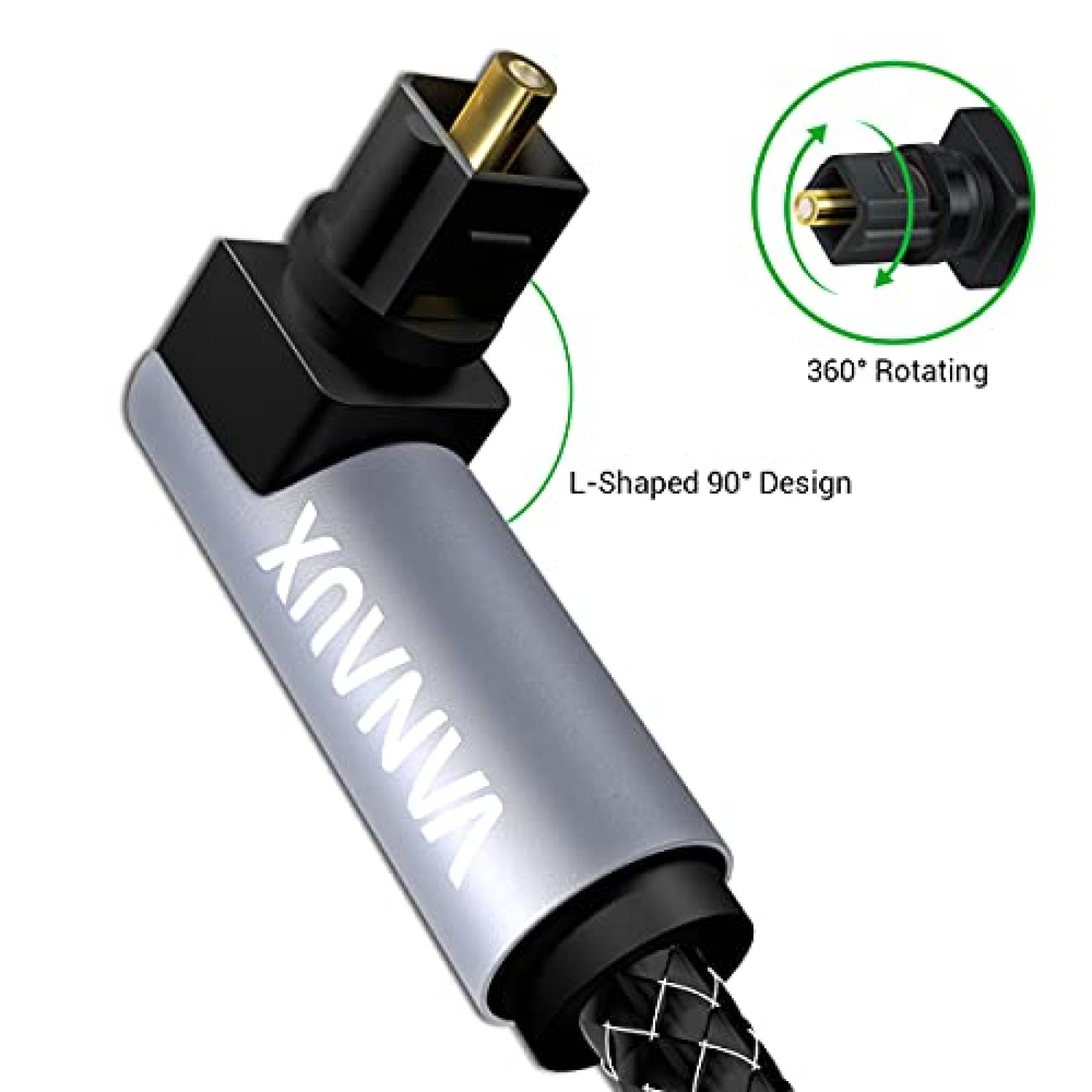 Cable optico dual de 90 grados VANAUX SPDIF de audio digital