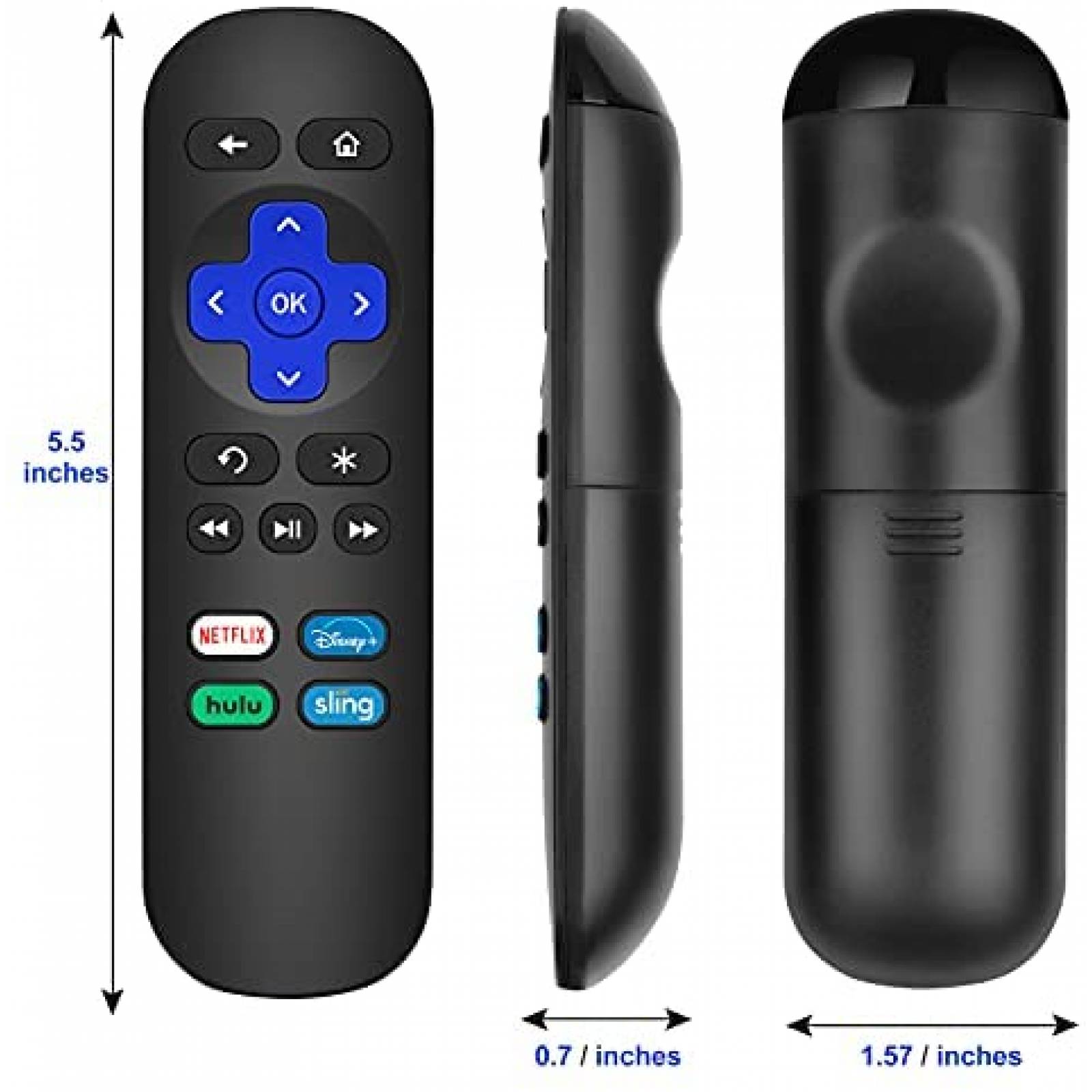 Control Remoto OMAIC Compatible Con Roku 1/2/3/4 -Negro