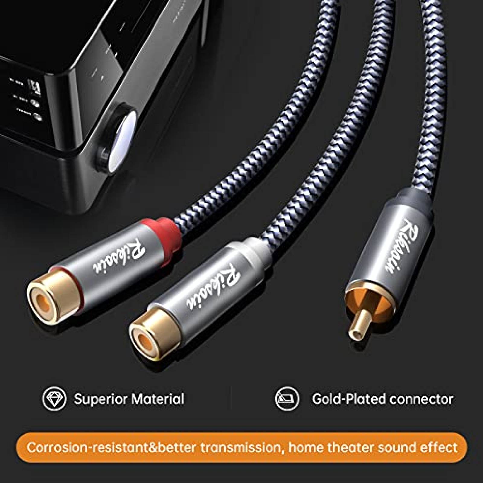 Cable Divisor RCA RIKSOIN Nylon Audio Subwoofer -Gris
