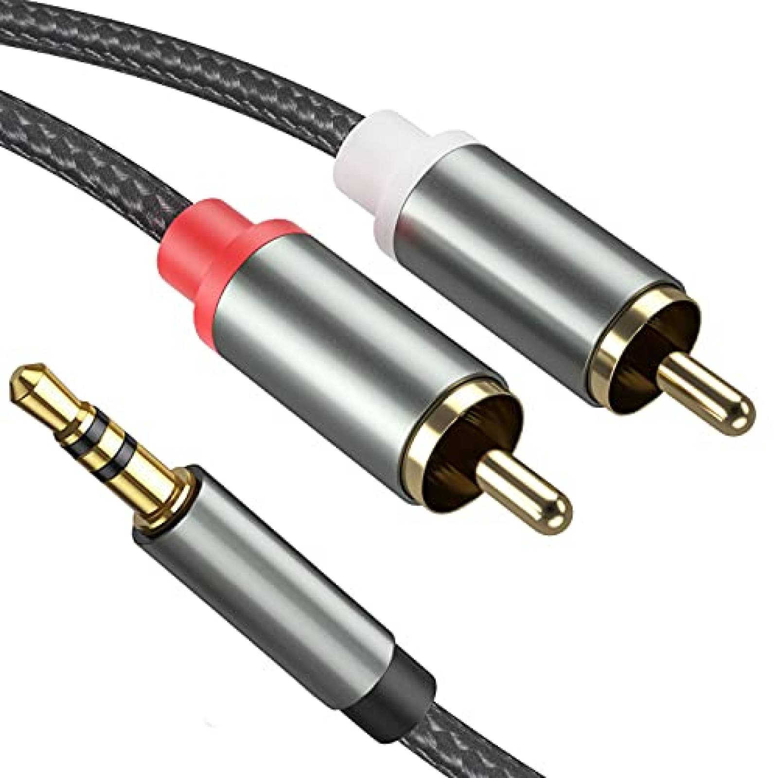 Cable Rca A Rca Estéreo 2 Extremos Machos Conector Rojo Y Blanco 1M