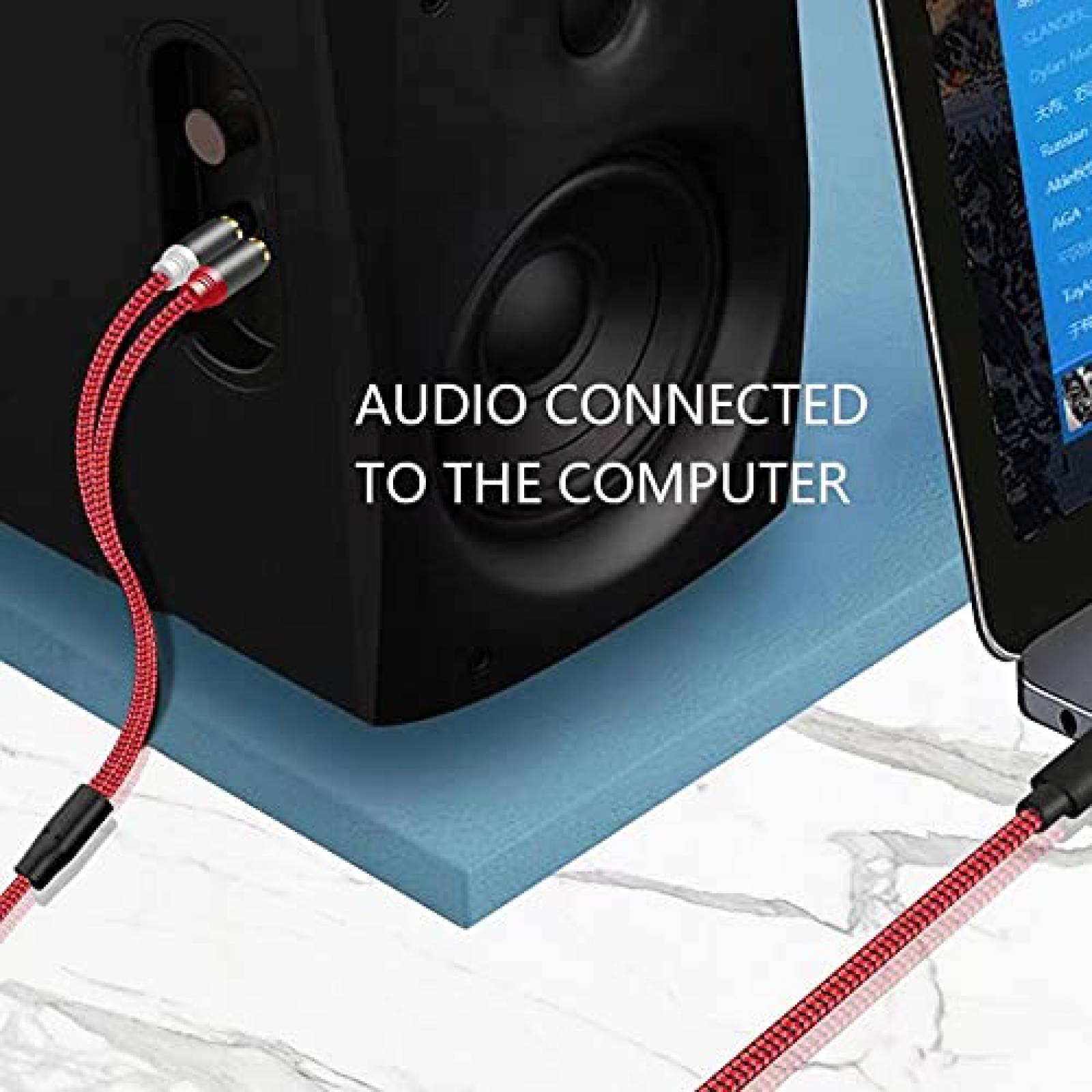 Cable Nitissst De Audio USB Tipo C a 2 RCA 3 ft -Rojo