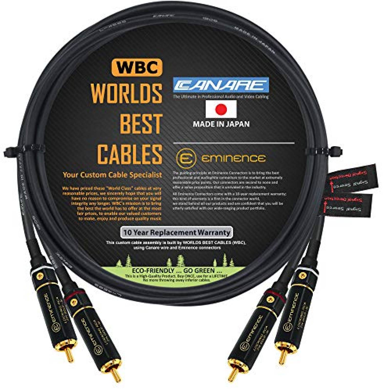 Cable RCA WORLDS BEST CABLES 2 pies interconexion de audio