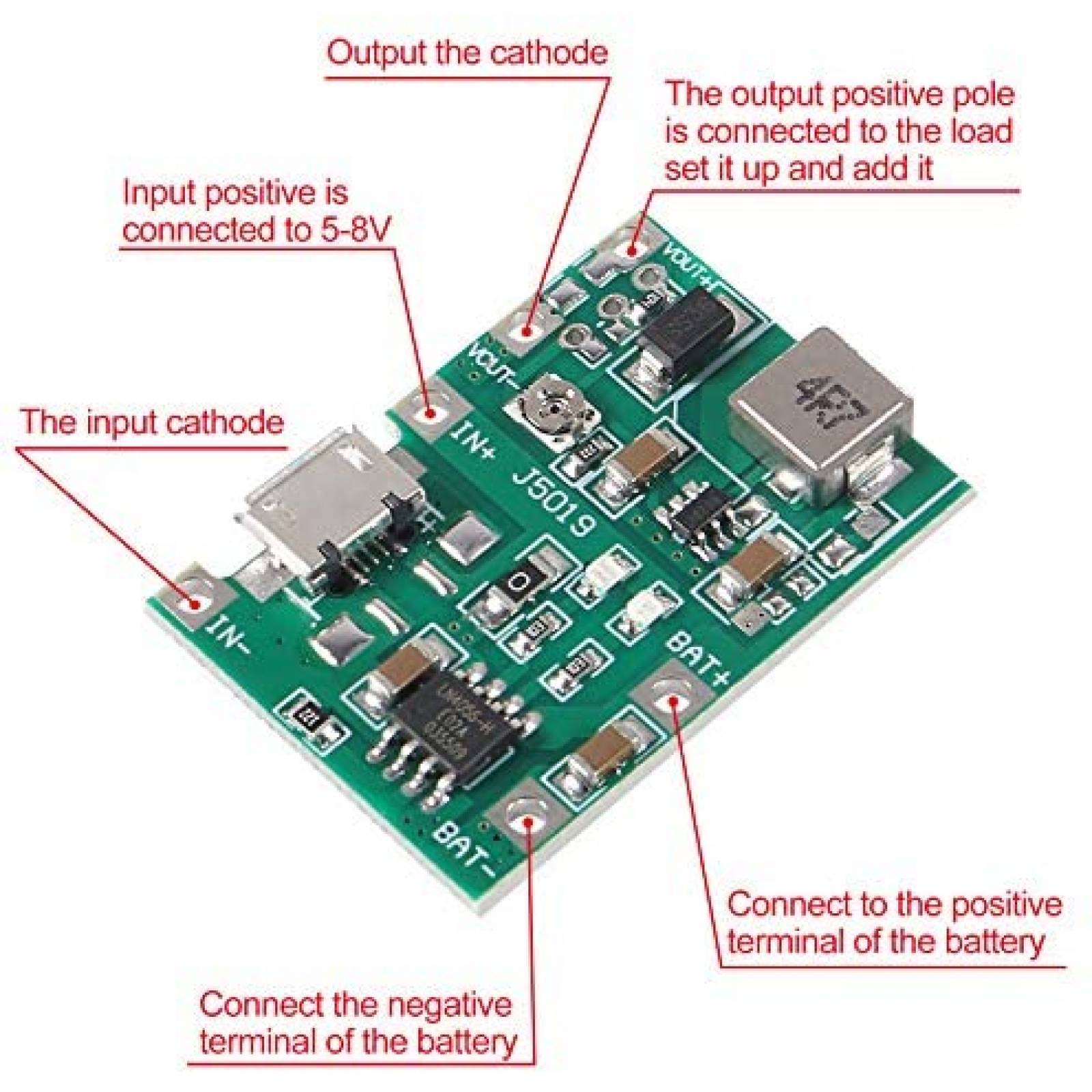 Tabla Carga Atnsinc 5 unidades 3.7V Litio Ajustable -Verde