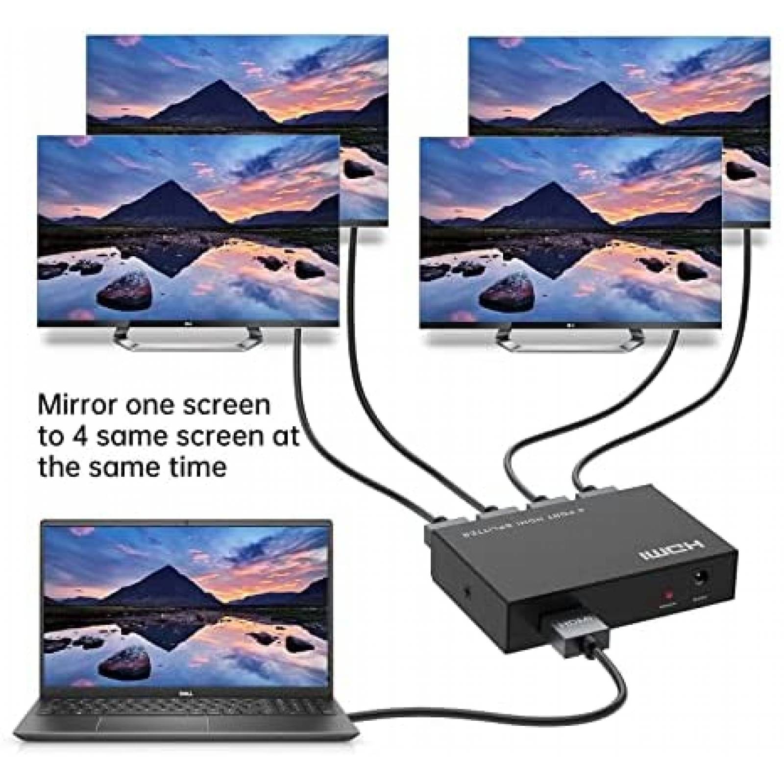 Splitter de HDMI Yinker 4 puertos 4k cable 2.0 -Negro