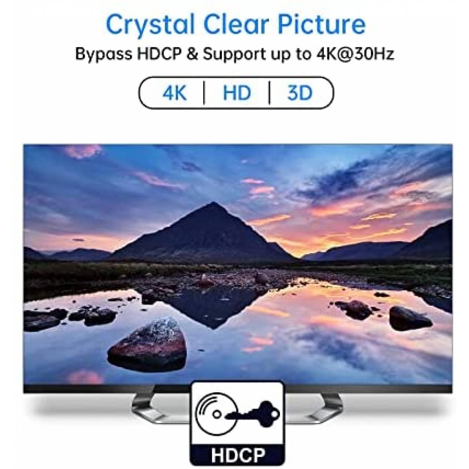 Splitter de HDMI Yinker 4 puertos 4k cable 2.0 -Negro