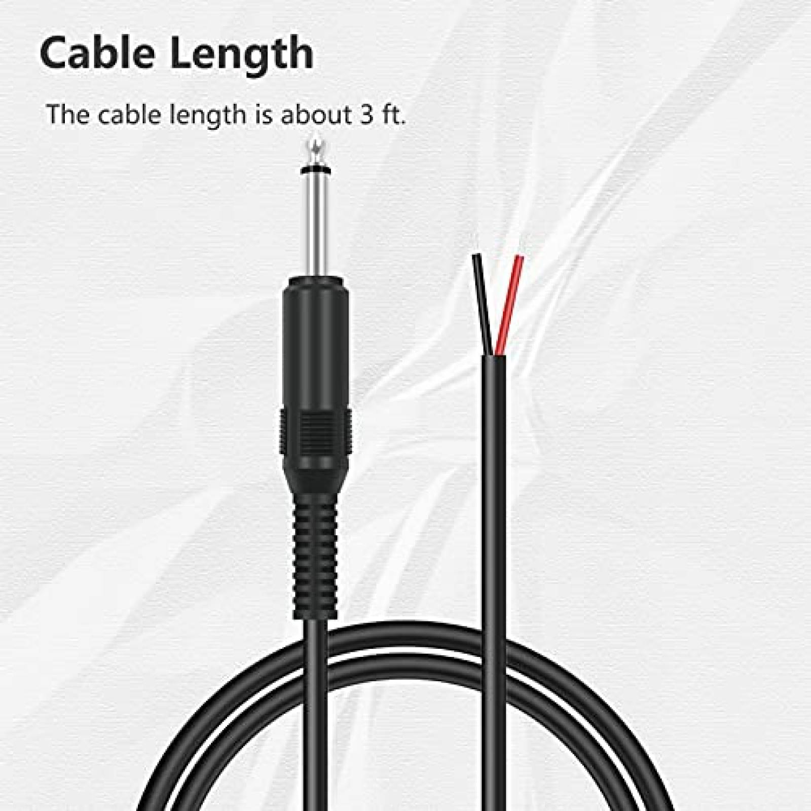 Pack cable de audio 6.5mm para bocina Bolvek 3ft -Negro