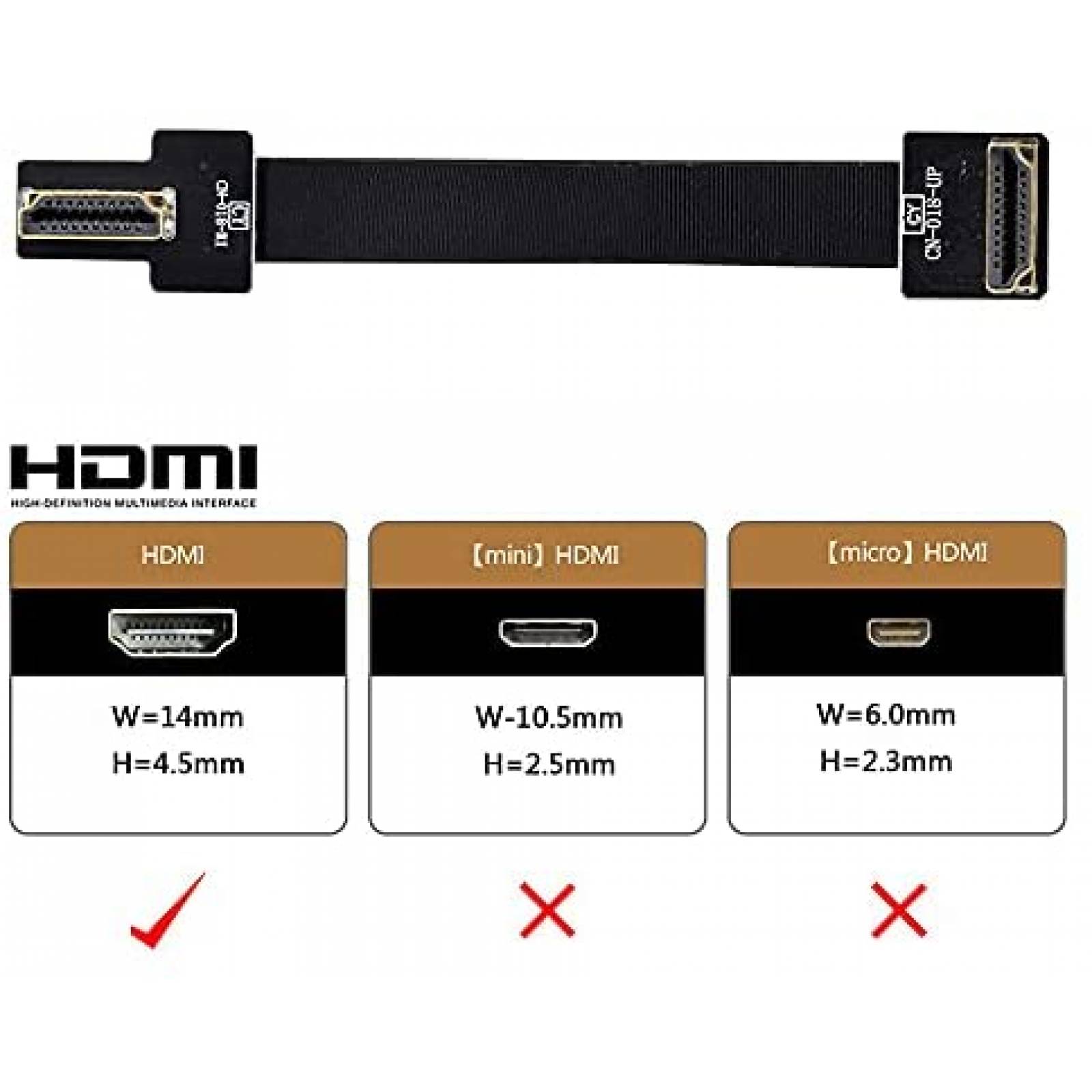 Cable Plano Xiwai CYFPV HDMI Dual de 90 80cm -Negro