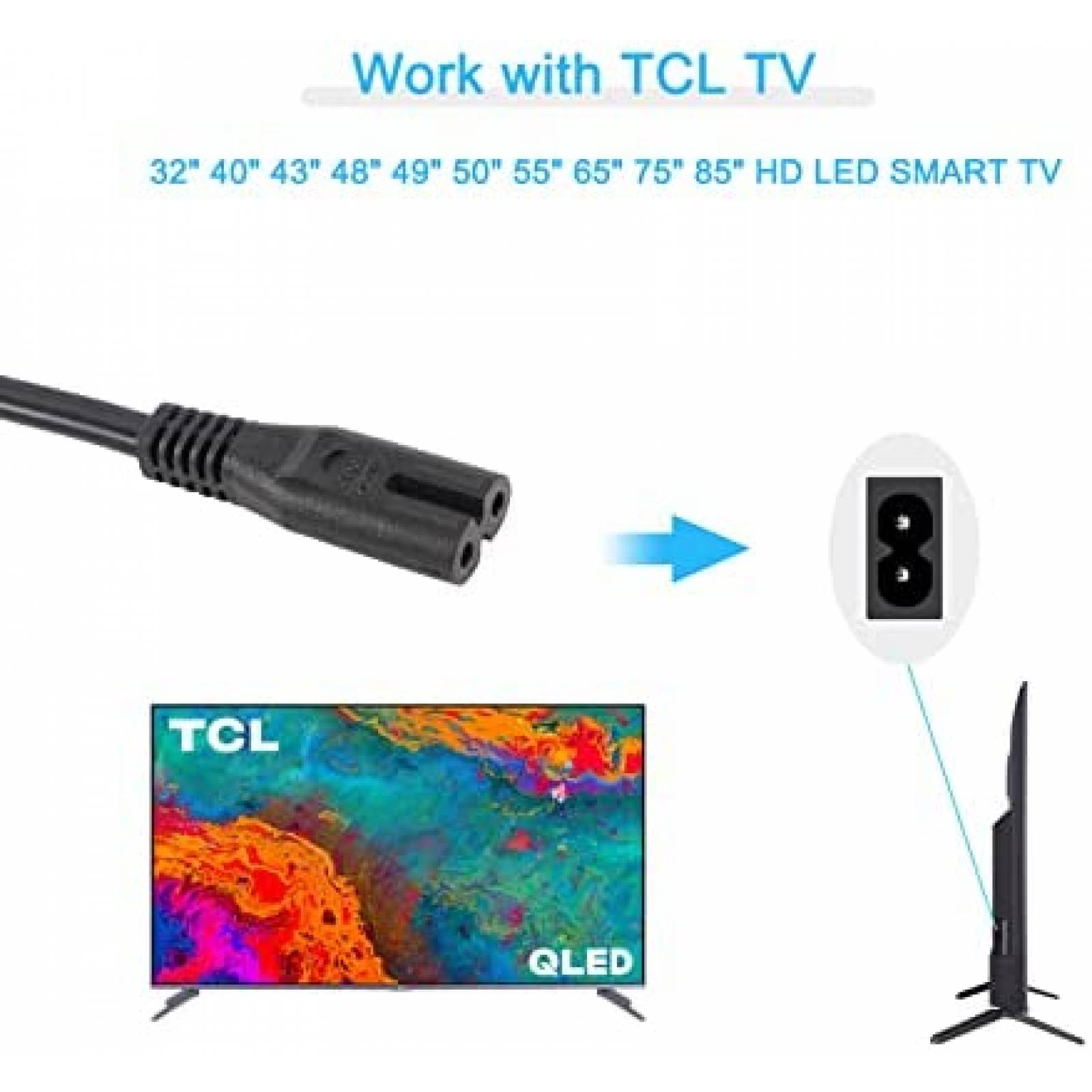 Cable de Alimentacion TONIWA 10ft para Roku TV -Negro