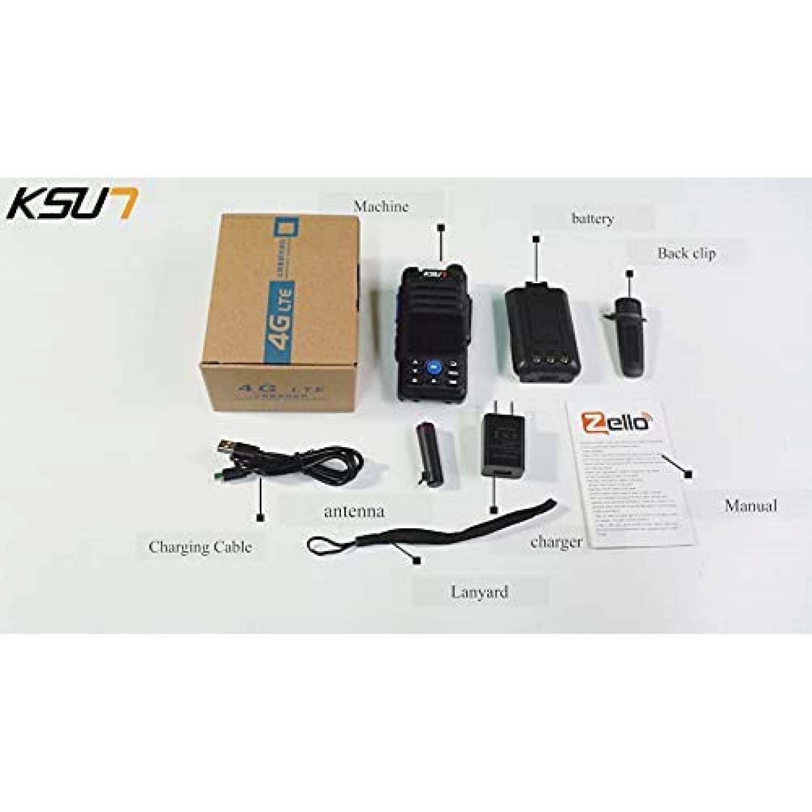 Walkie talkie KSUN Zello ZL10 100 millas 35 dB -Negro