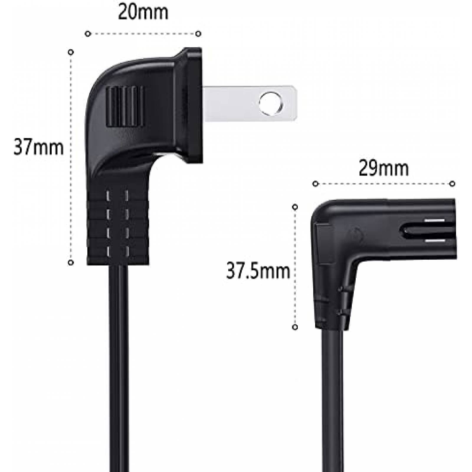  Ancable - Cable de alimentación para TV, 6 pies, 18 AWG, 90  grados, 2 clavijas a forma de L, cable de alimentación C7 para Samsung  Philips, Toshiba, LG, Sony, Sharp, Panasonic