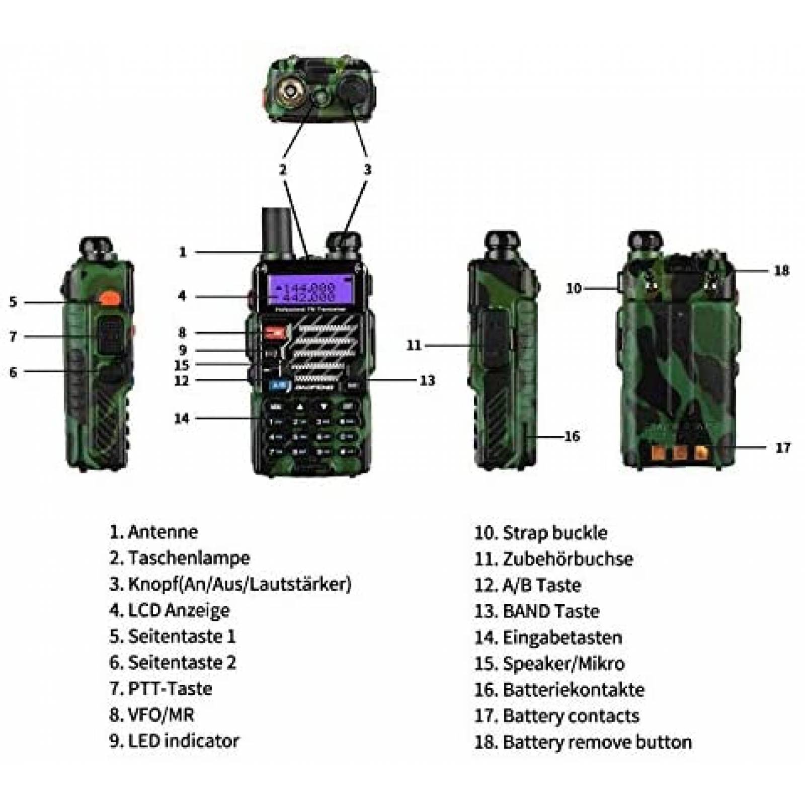 Radio bidireccional BAOFENG UV-5R + Plus recargable -Verde