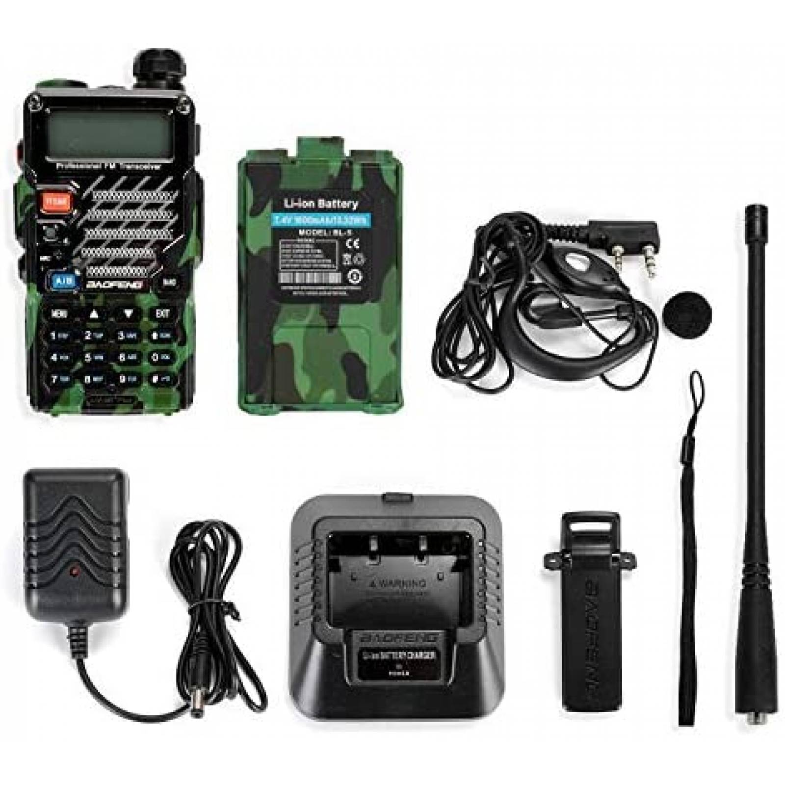 Radio bidireccional BAOFENG UV-5R + Plus recargable -Verde