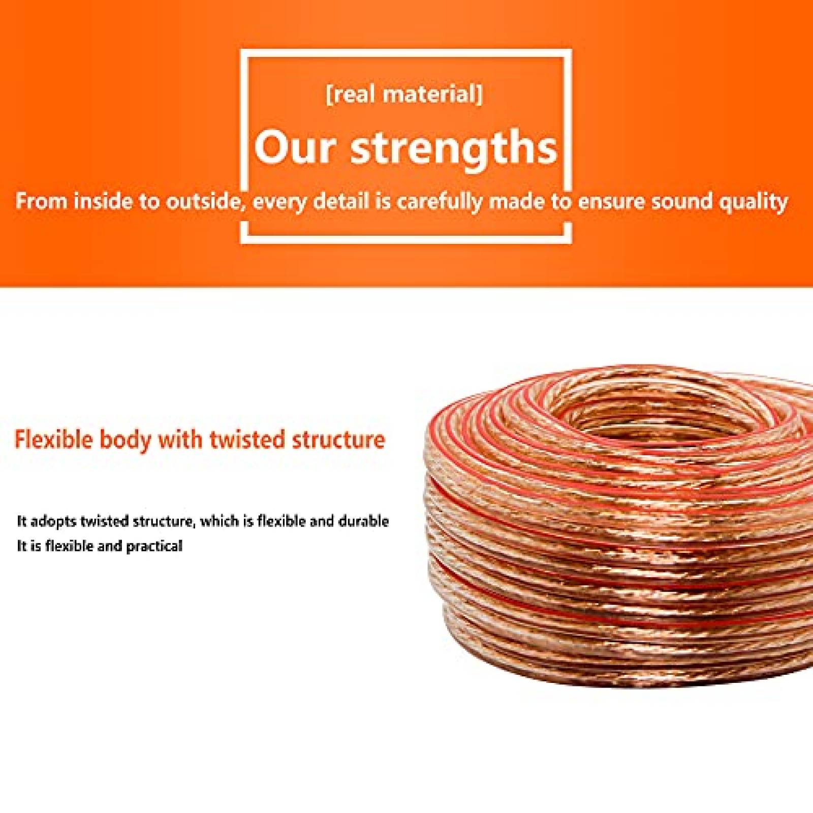 Cable de altavoz SinLoon de 14AWG de 32.8ft OFC -Rojo