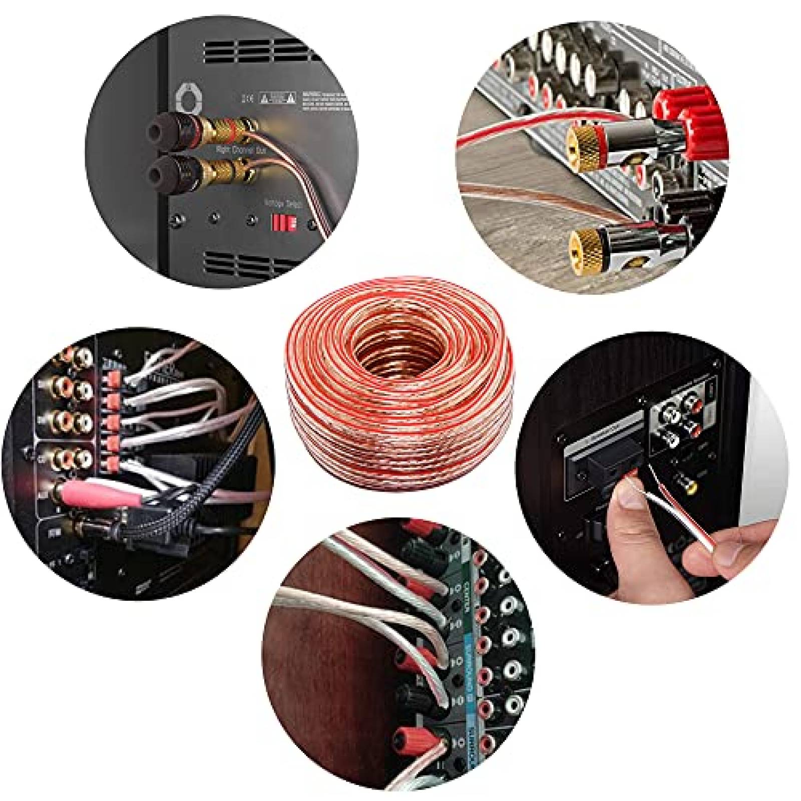 Cable de altavoz SinLoon de 14AWG de 32.8ft OFC -Rojo