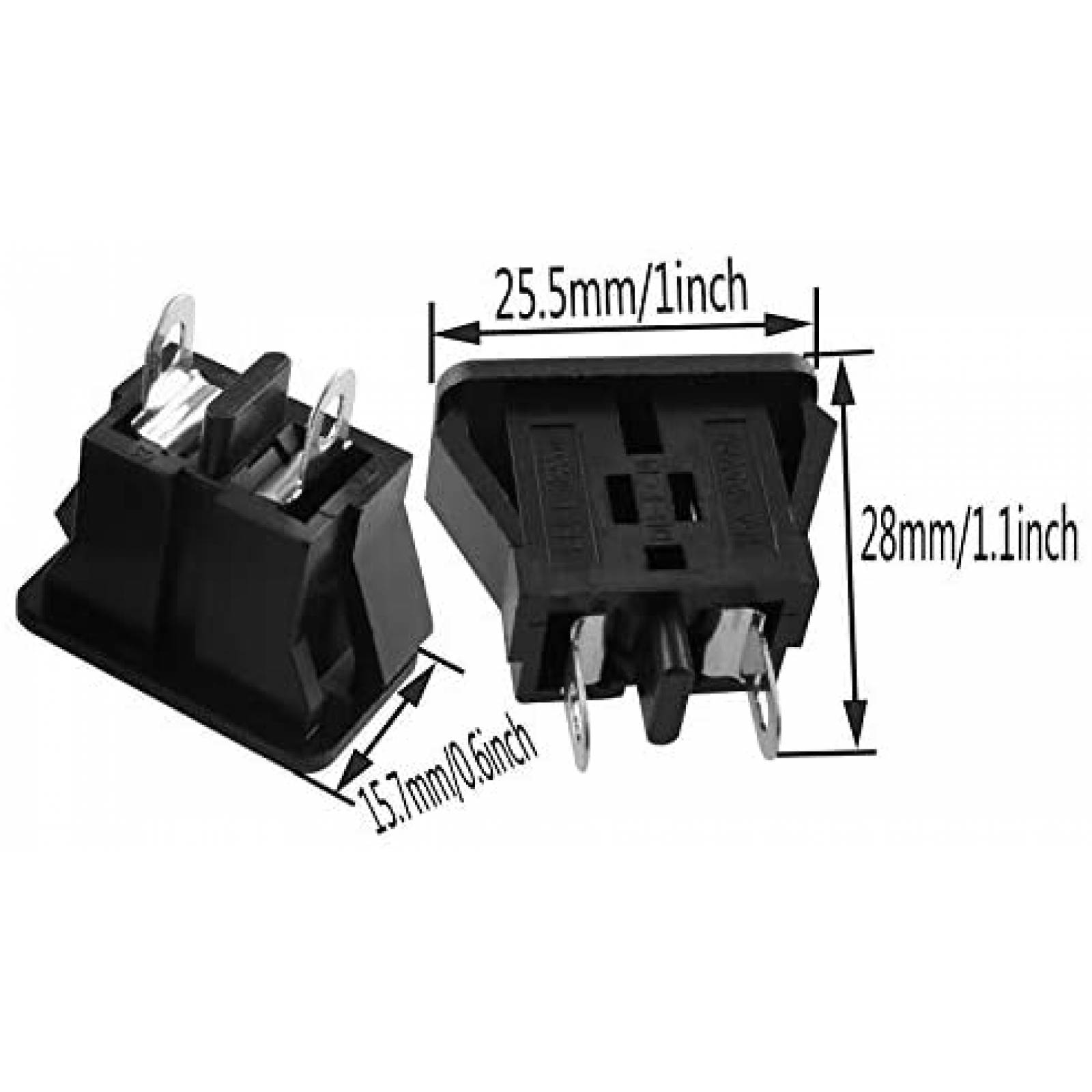 Enchufe Clavija AXLIZER AC 2 pines Plastico Terminal -Negro