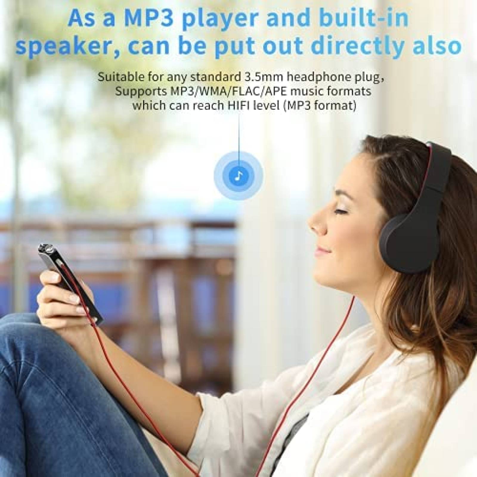 Grabadora de Voz GARMAY de 48GB/1536kbps USB/3.5mm -Negro